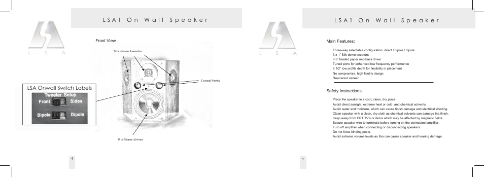 Lsa onwall switch labels | Living Sounds Audio LSA1 OW User Manual | Page 5 / 6