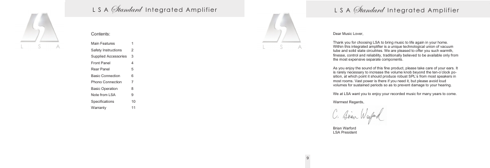 Standard, L s a integrated amplifier | Living Sounds Audio Signature User Manual | Page 4 / 8