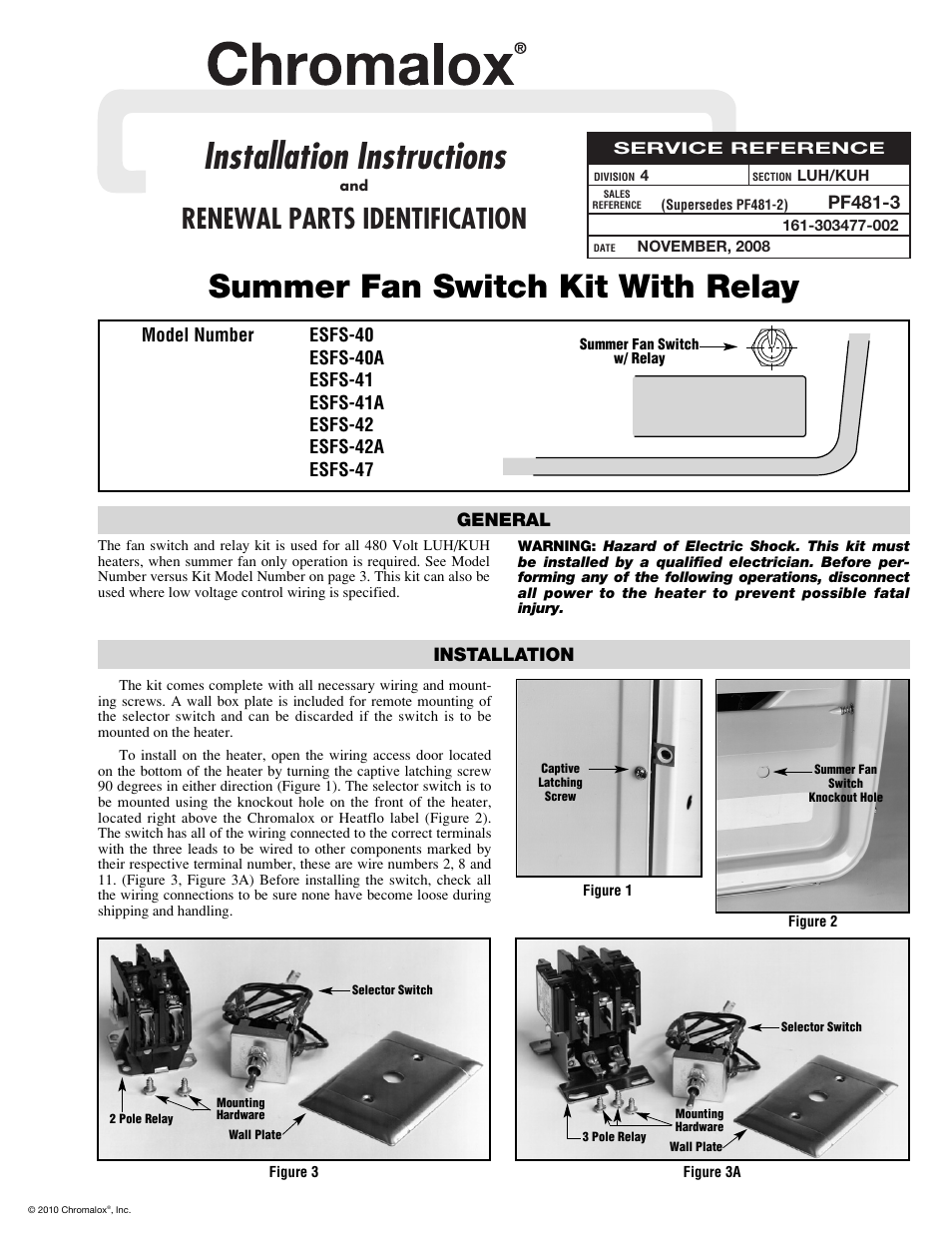 Chromalox ESFS-40 User Manual | 4 pages