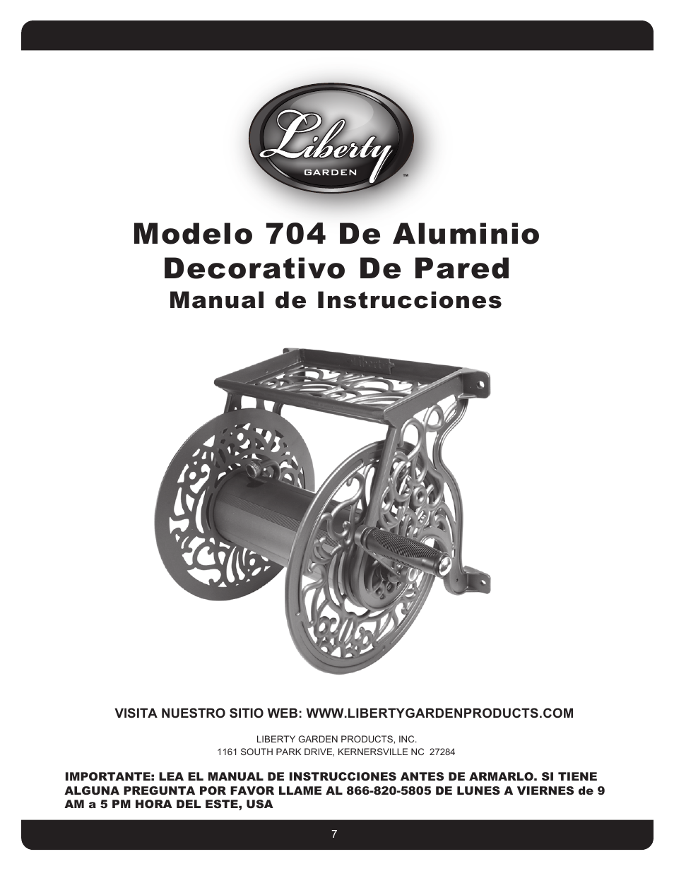 Modelo 704 de aluminio decorativo de pared, Manual de instrucciones | Liberty Garden 704 User Manual | Page 7 / 12