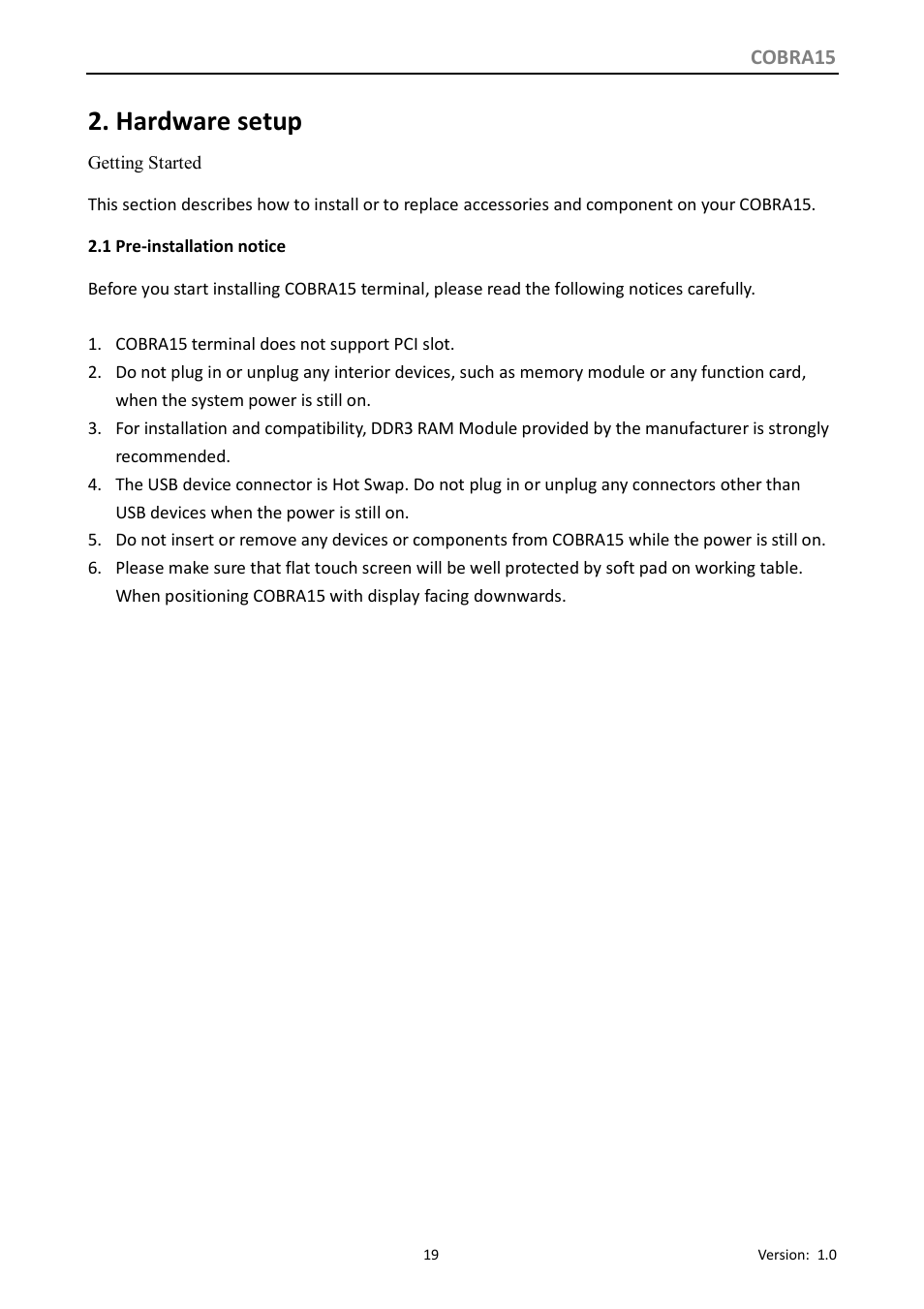 Hardware setup | Longshine COBRA15 User Manual | Page 19 / 76