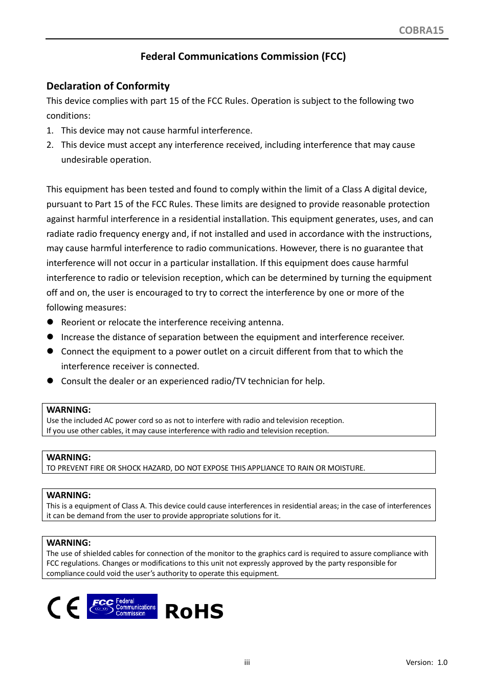 Rohs | Longshine COBRA15 User Manual | Page 3 / 76