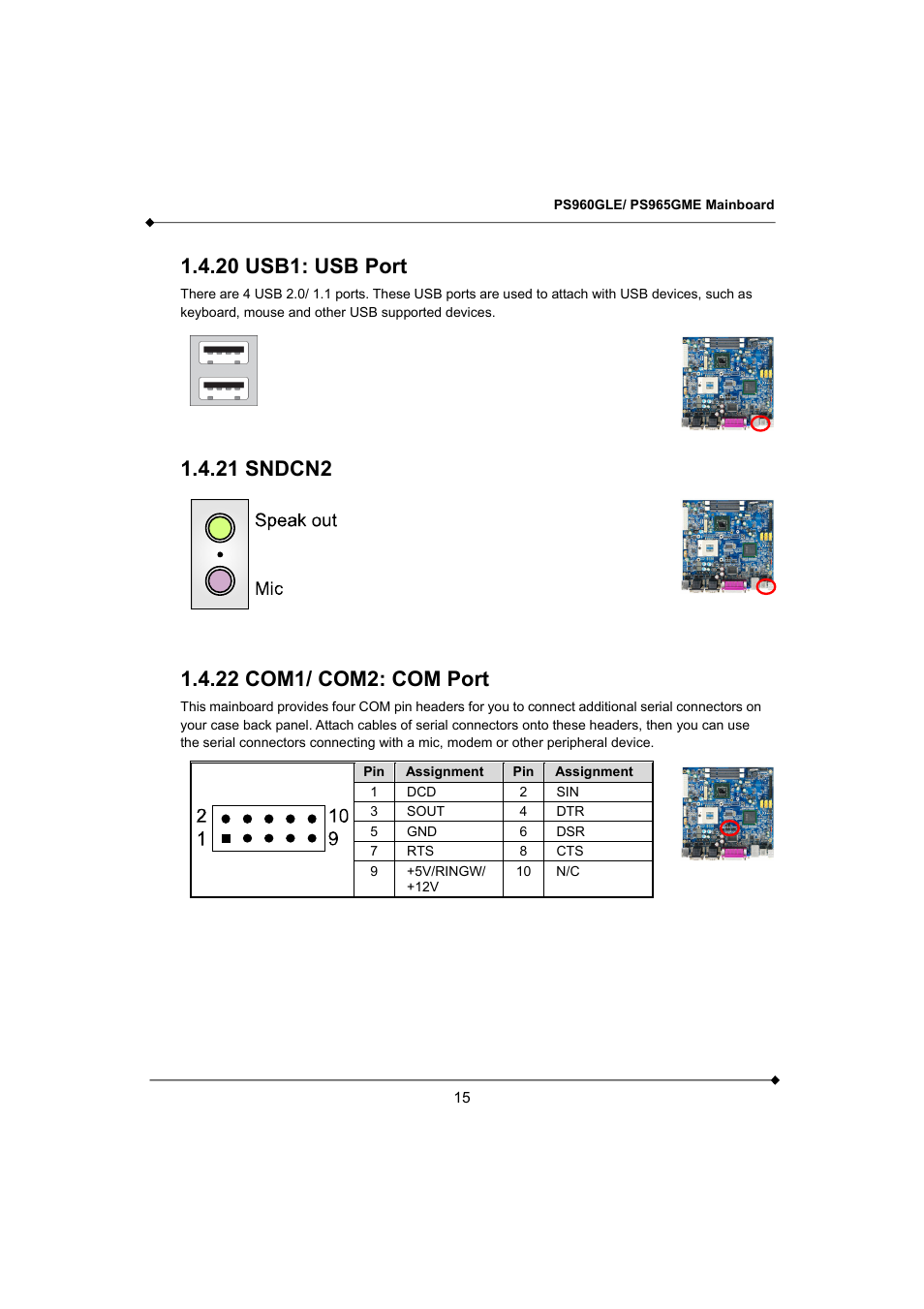 20 usb1: usb port, 21 sndcn2, 22 com1/ com2: com port | Longshine GFT150 Ver.1.0 User Manual | Page 19 / 55