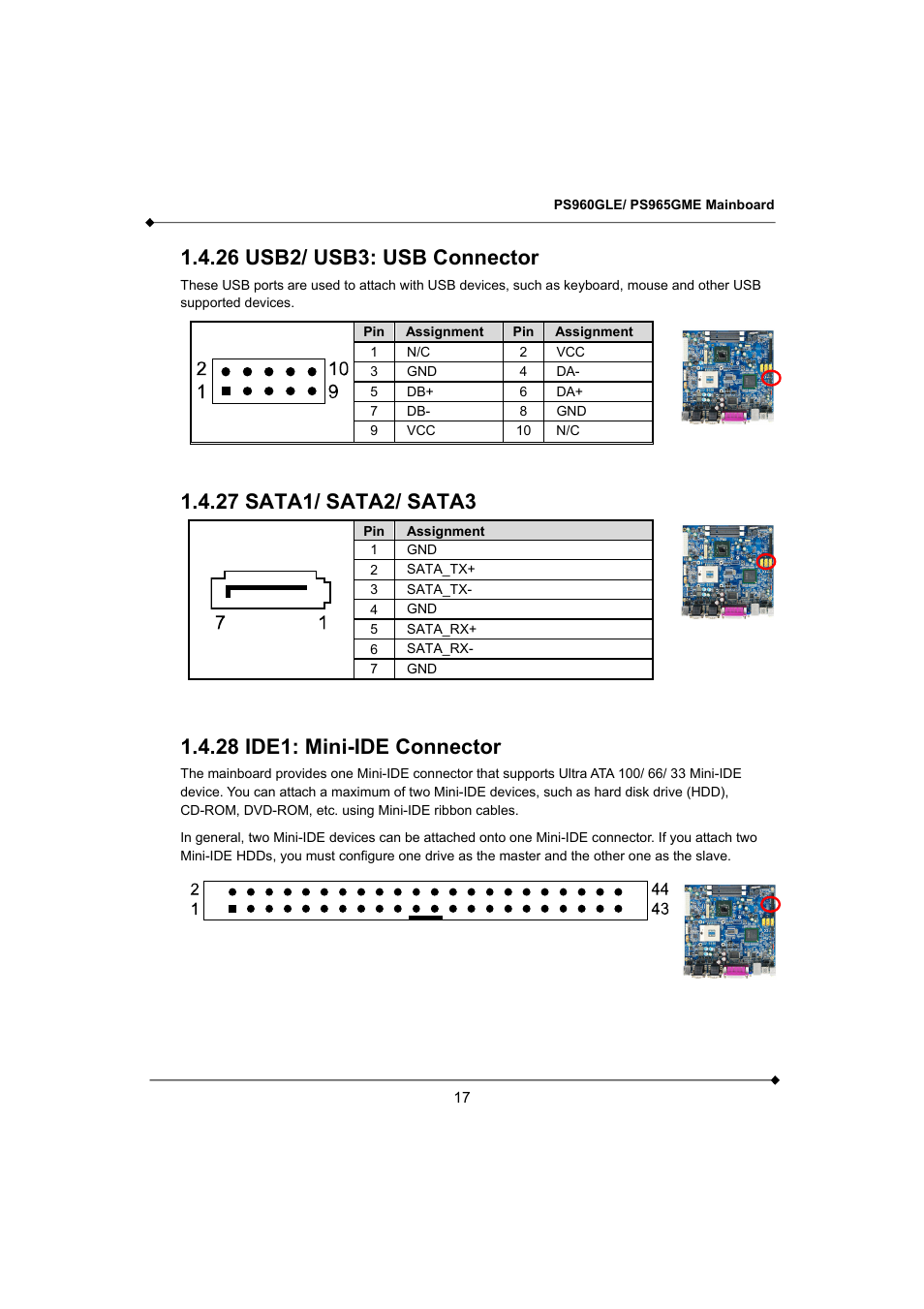 26 usb2/ usb3: usb connector, 28 ide1: mini-ide connector | Longshine GFT150 Ver.1.0 User Manual | Page 21 / 55