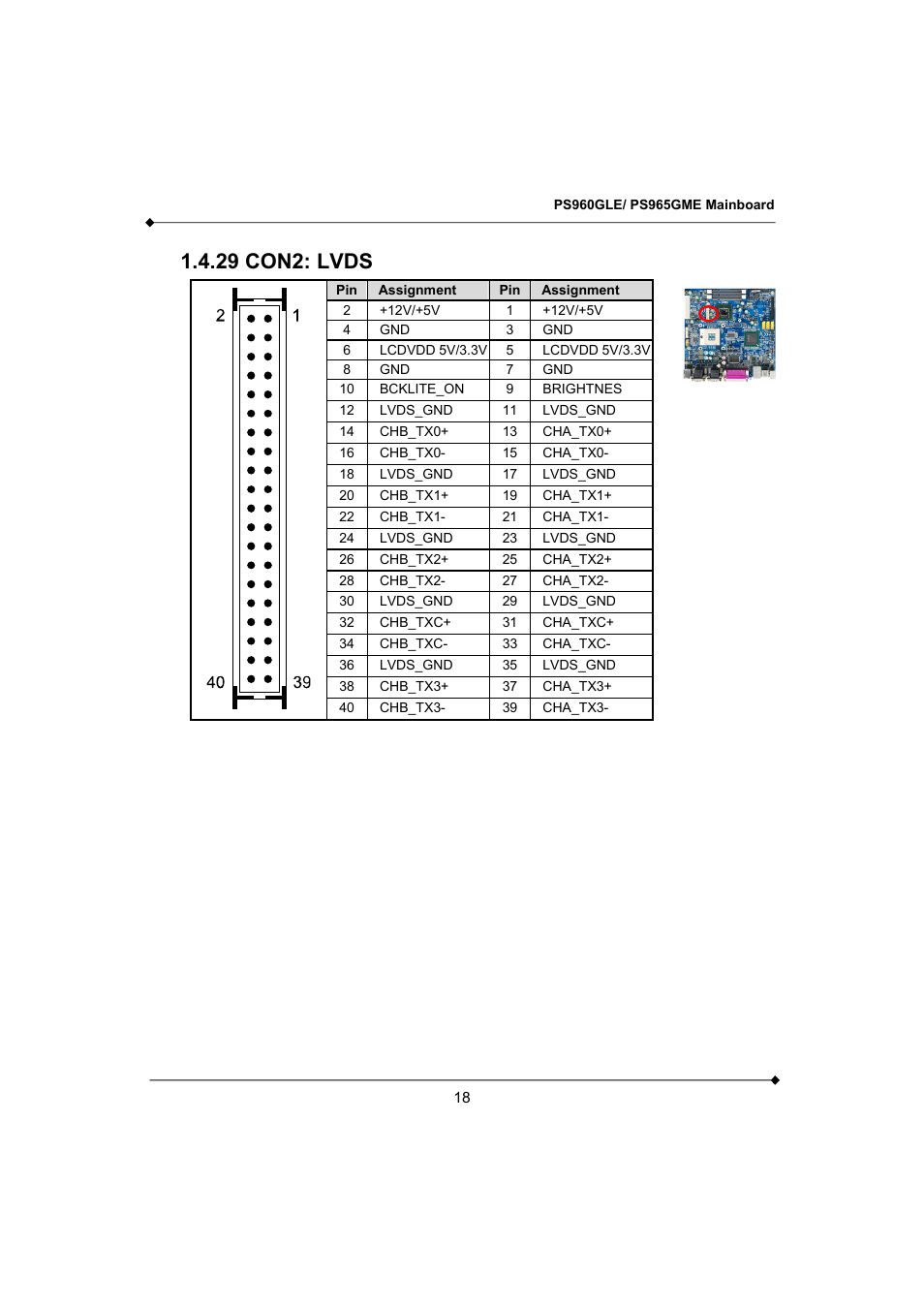 29 con2: lvds | Longshine GFT150 Ver.1.0 User Manual | Page 22 / 55