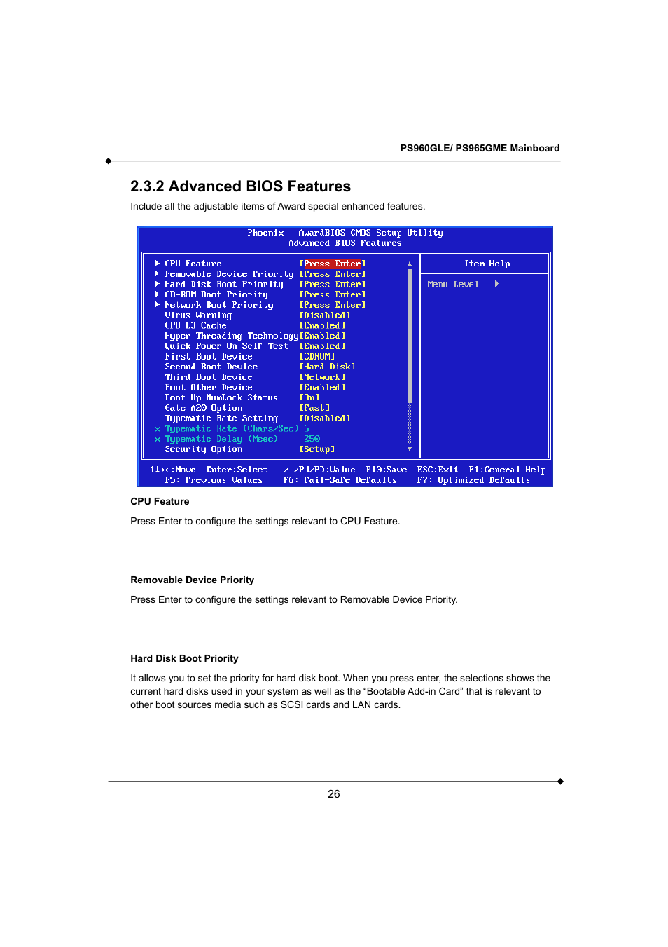 2 advanced bios features | Longshine GFT150 Ver.1.0 User Manual | Page 30 / 55