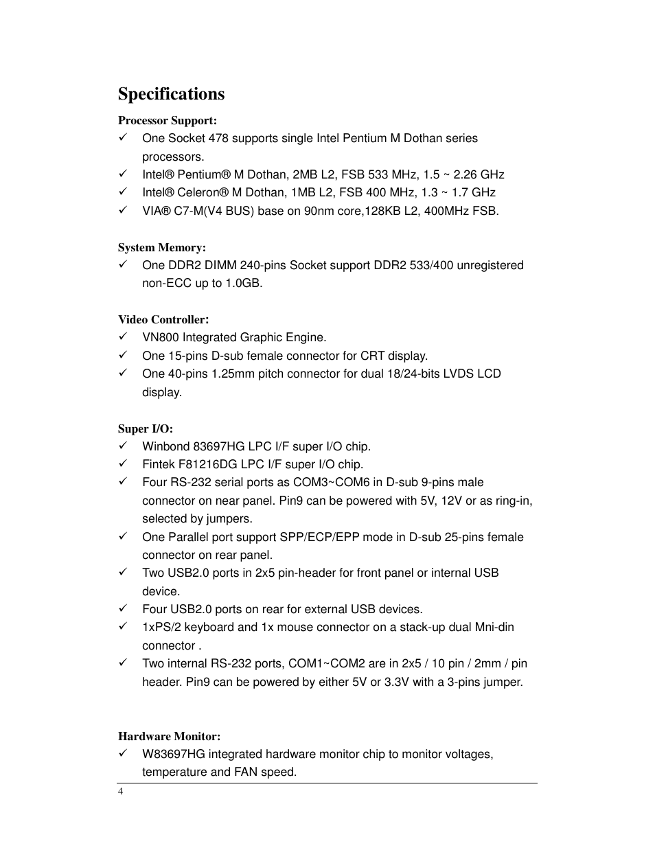 Specifications | Longshine GFT150 Ver.2.0 User Manual | Page 4 / 66