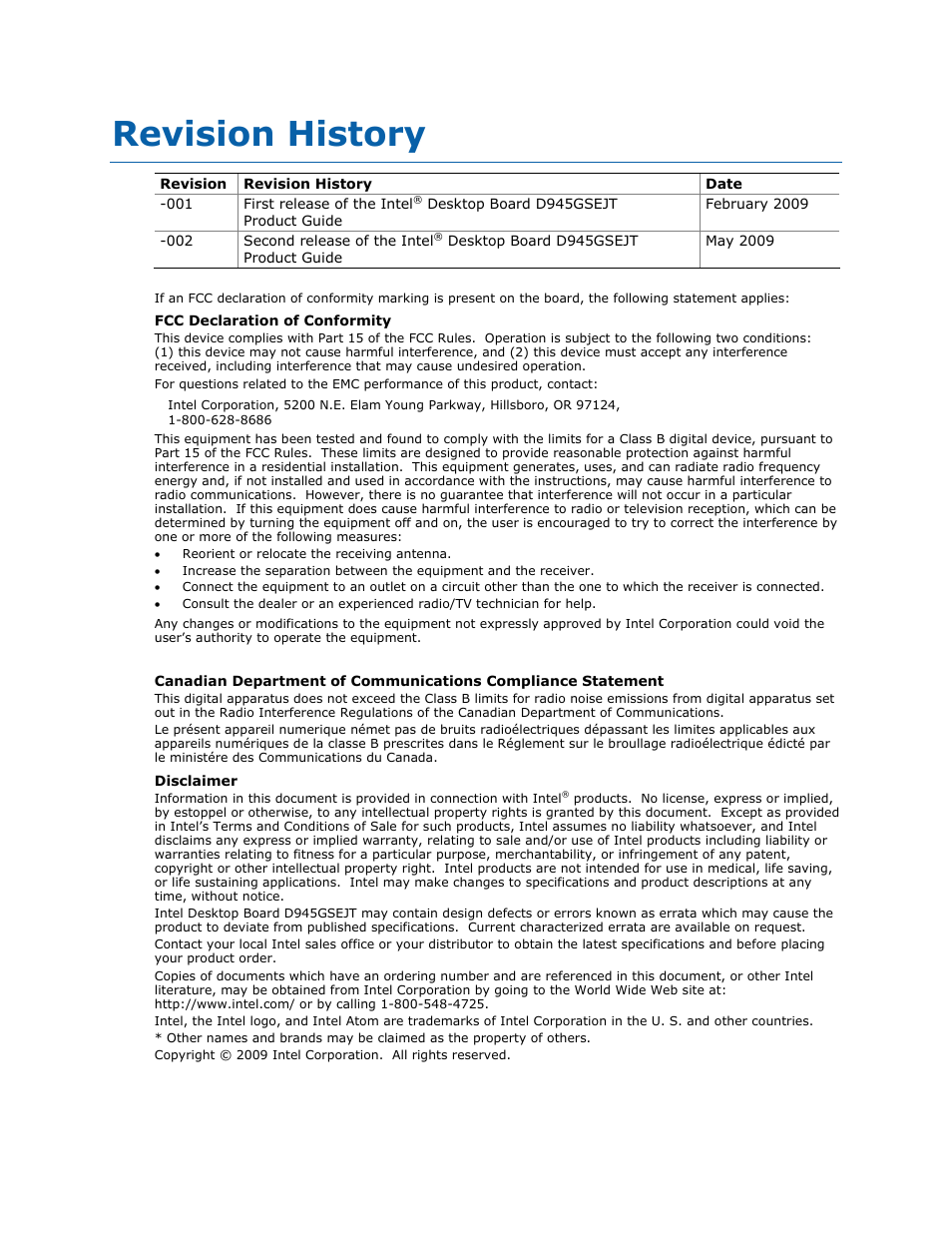 Revision history | Longshine D945GSEJT User Manual | Page 2 / 72