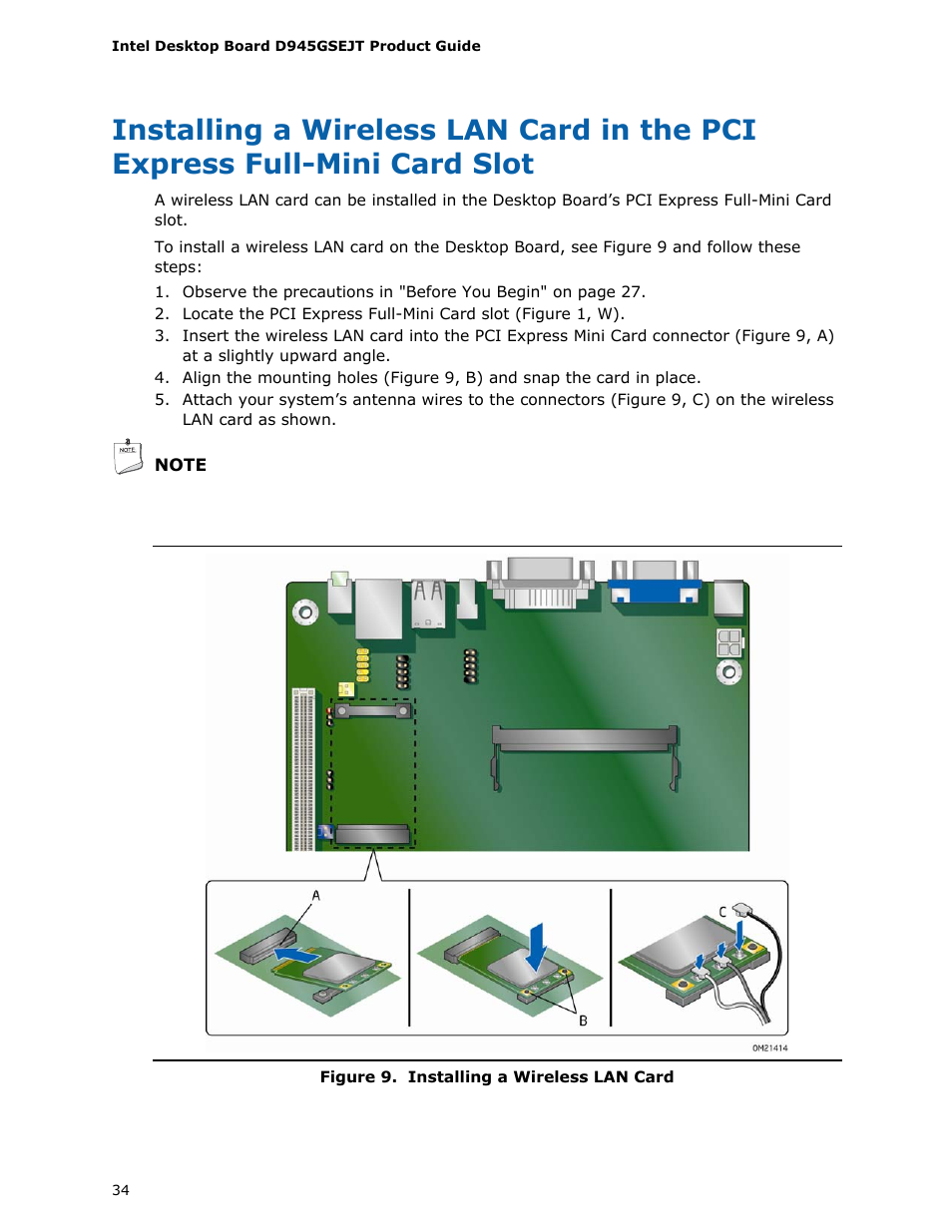 Installing a wireless lan card | Longshine D945GSEJT User Manual | Page 34 / 72