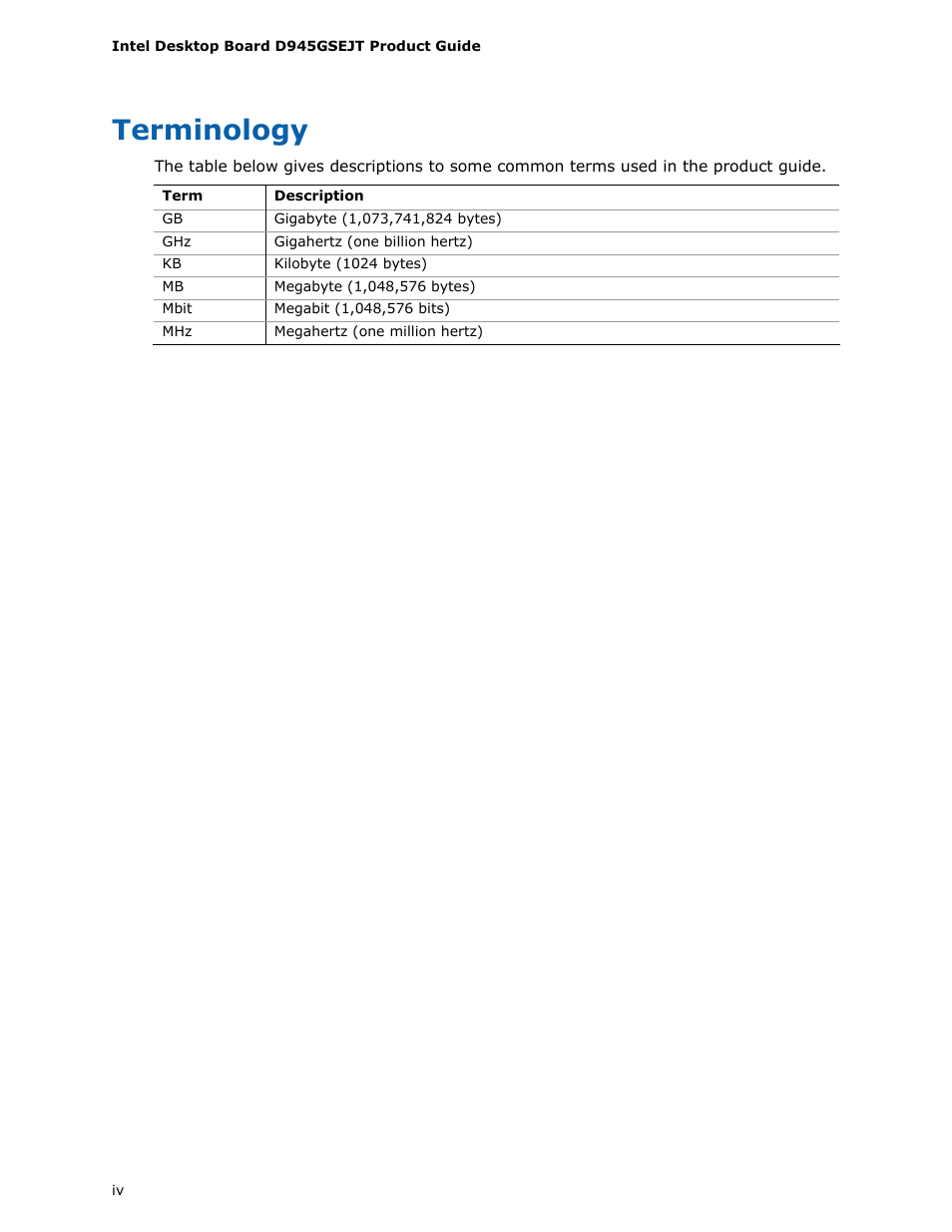 Terminology | Longshine D945GSEJT User Manual | Page 4 / 72