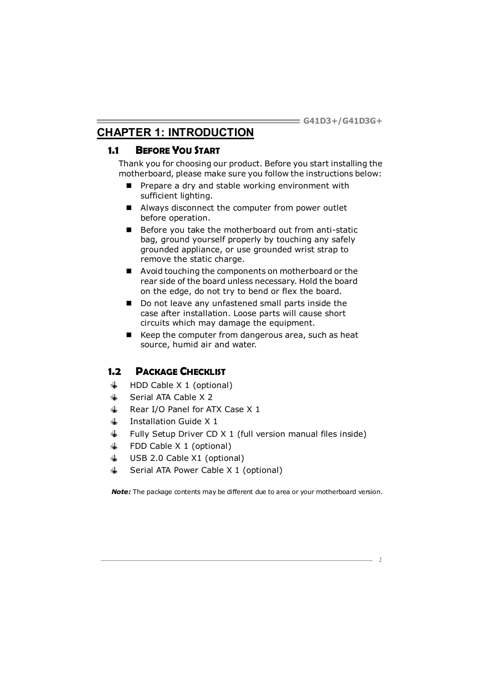 Chapter 1: introduction 1.1 b | Longshine G41D3G+ User Manual | Page 3 / 47