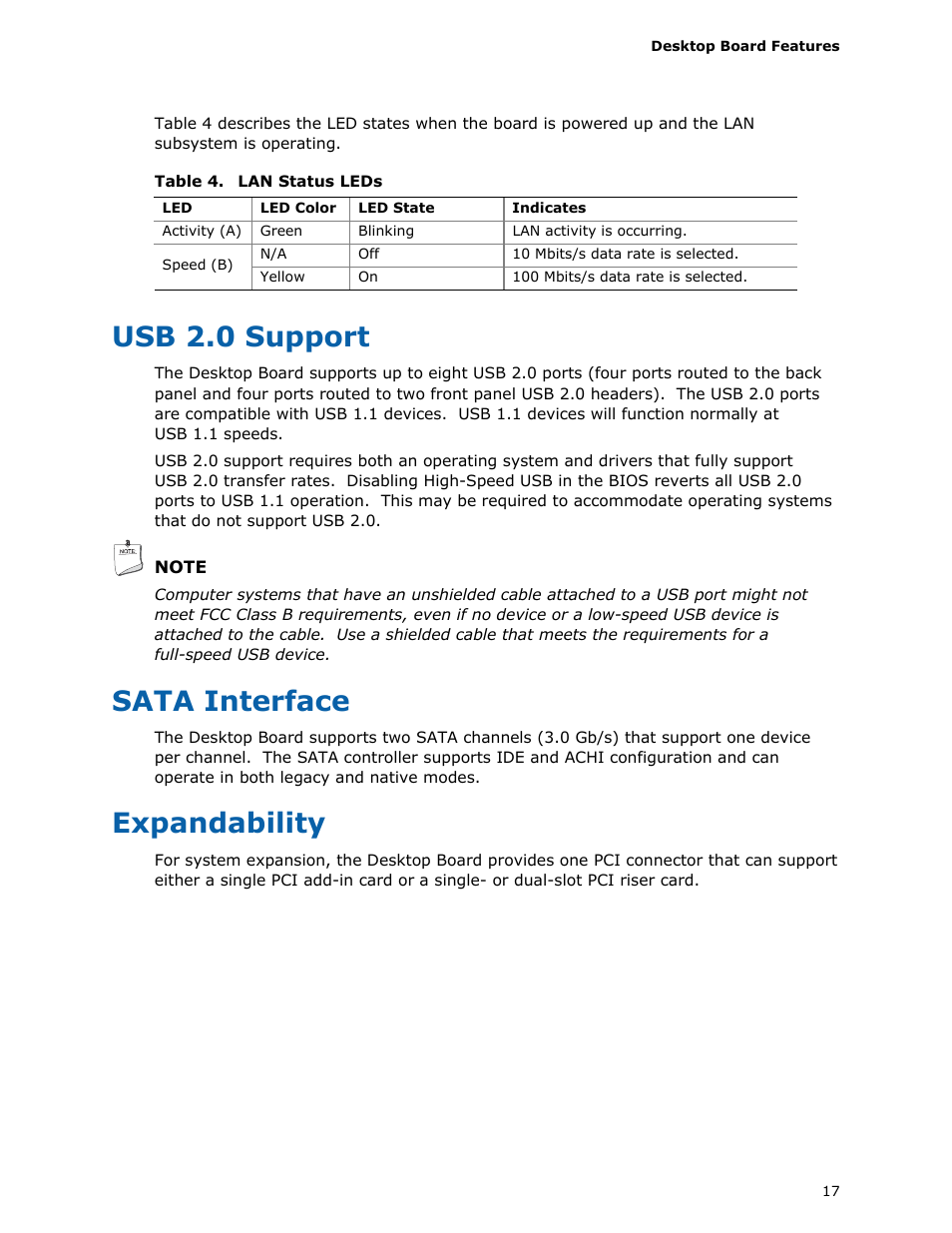 Usb 2.0 support, Sata interface, Expandability | Lan status leds | Longshine D410PT User Manual | Page 17 / 62