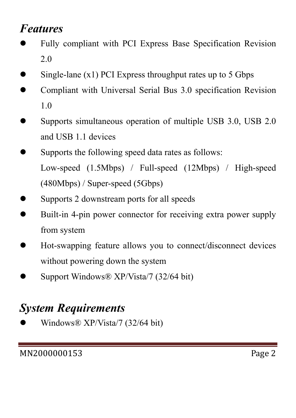 Features, System requirements | Longshine LCS-6380 User Manual | Page 2 / 5