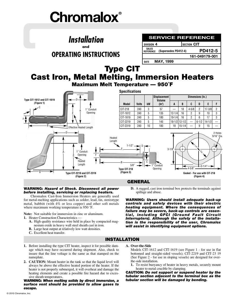 Chromalox PD412-5 User Manual | 2 pages