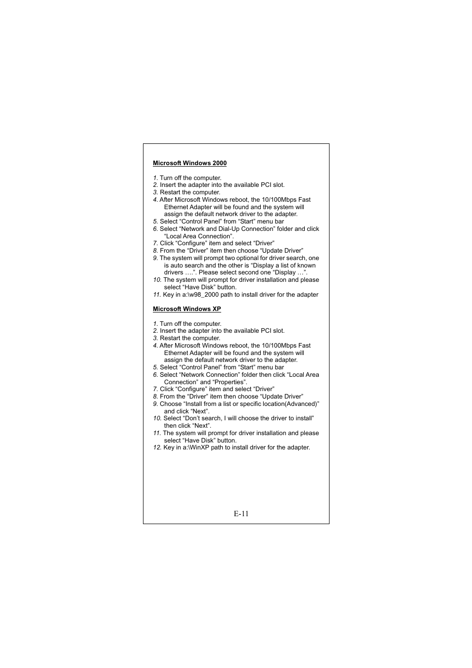 E-11 | Longshine LCS-8038TXR7 User Manual | Page 11 / 61