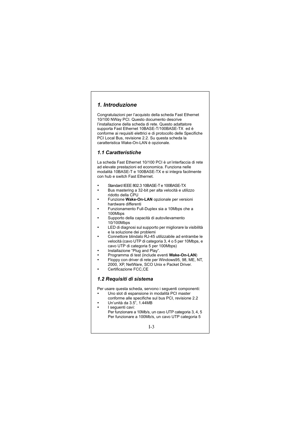 Introduzione, 1 caratteristiche, 2 requisiti di sistema | Longshine LCS-8038TXR7 User Manual | Page 27 / 61