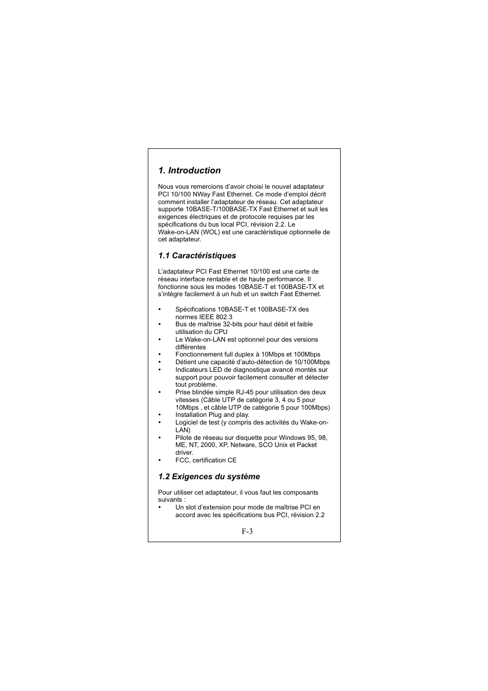 Introduction, 1 caractéristiques, 2 exigences du système | Longshine LCS-8038TXR7 User Manual | Page 39 / 61