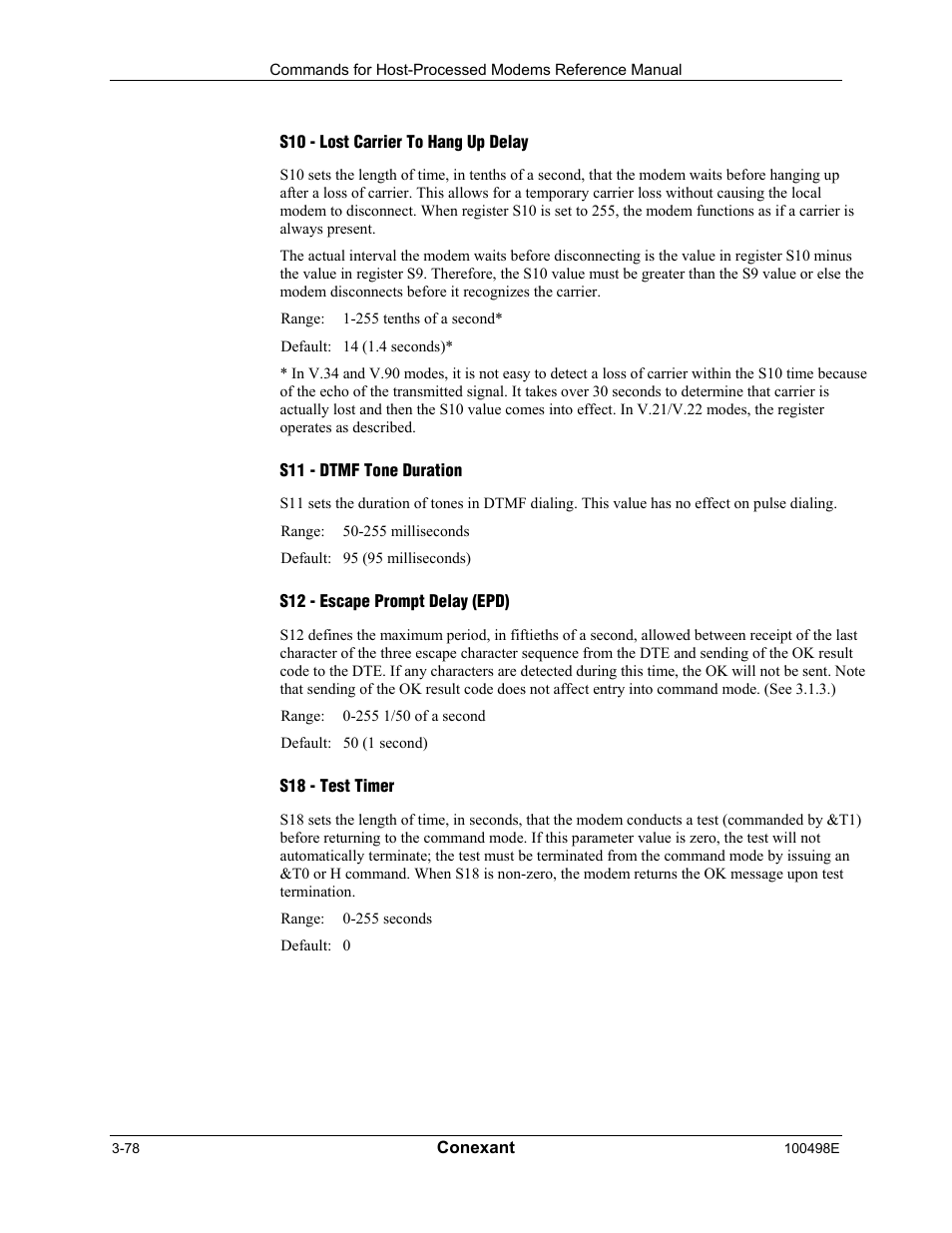 S10 - lost carrier to hang up delay, S11 - dtmf tone duration, S12 - escape prompt delay (epd) | S18 - test timer | Longshine LCS-8056C2 User Manual | Page 100 / 162