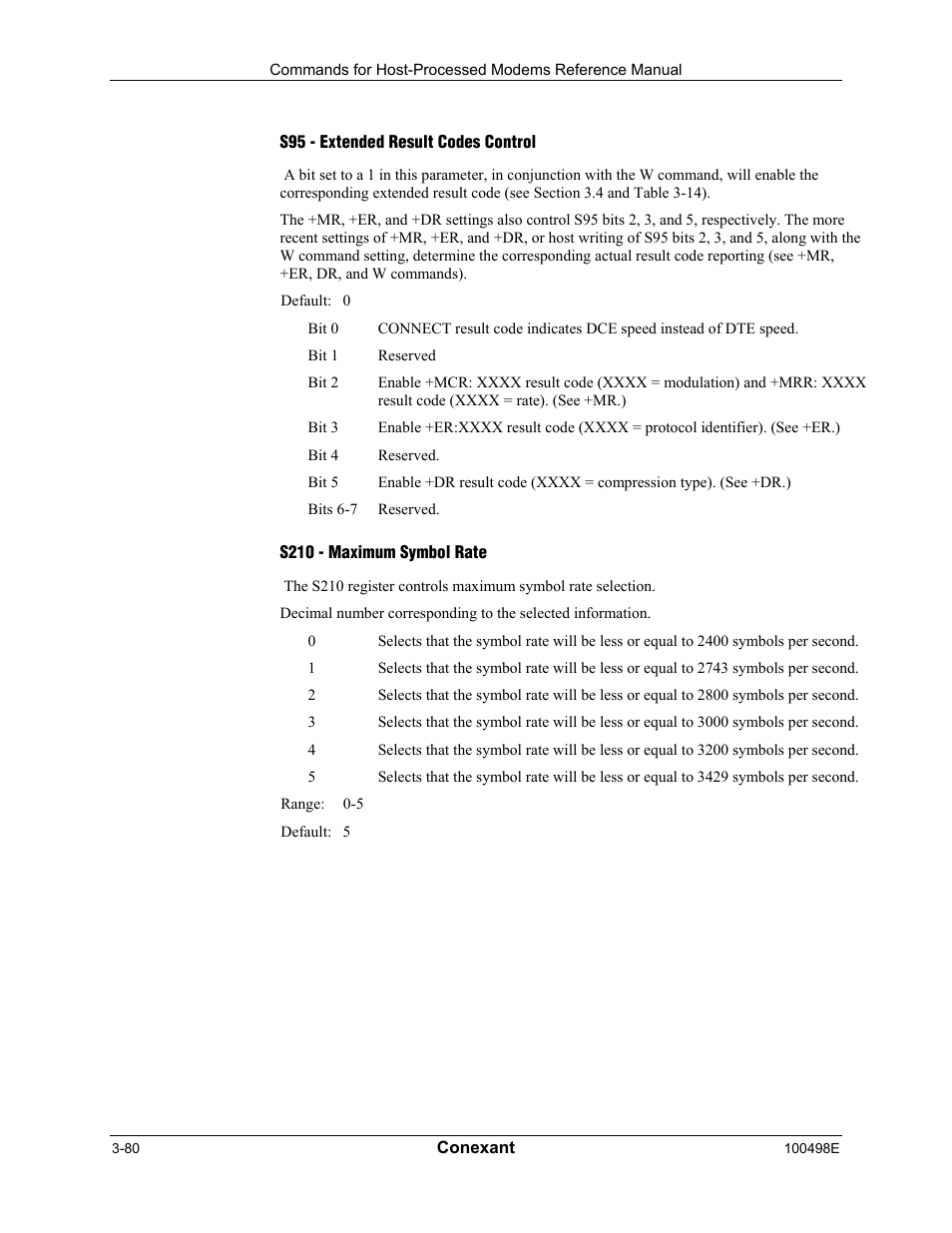 S95 - extended result codes control, S210 - maximum symbol rate | Longshine LCS-8056C2 User Manual | Page 102 / 162