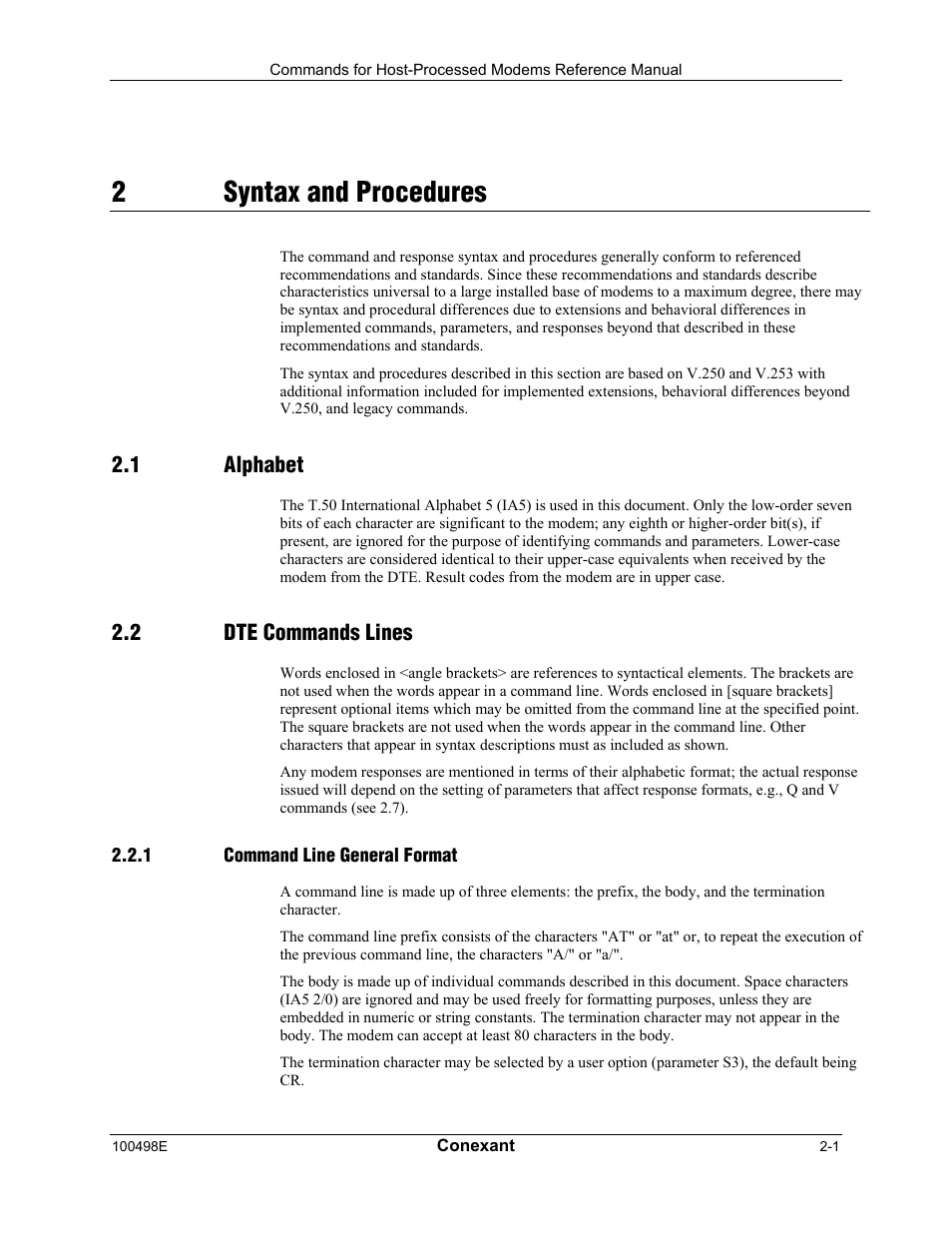 Syntax and procedures, Alphabet, Dte commands lines | Command line general format, 2syntax and procedures | Longshine LCS-8056C2 User Manual | Page 11 / 162