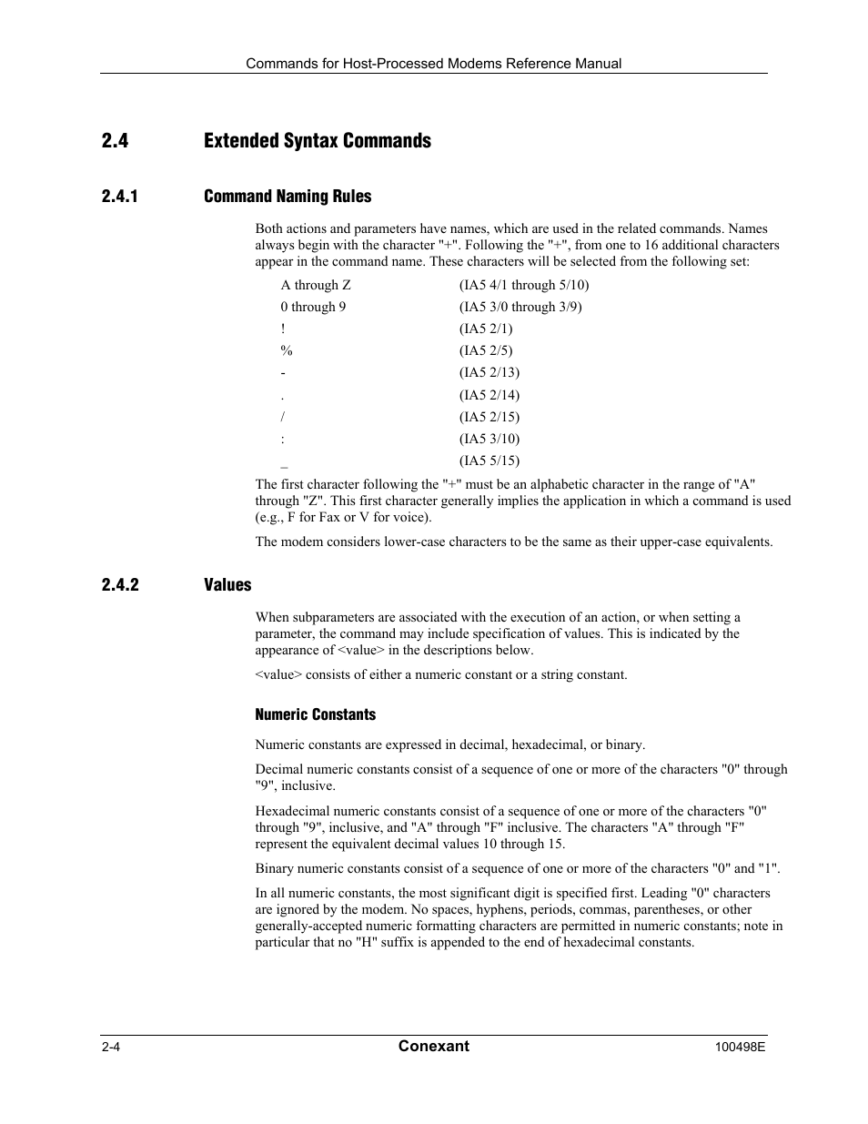 Extended syntax commands, Command naming rules, Values | Numeric constants, 4 extended syntax commands | Longshine LCS-8056C2 User Manual | Page 14 / 162