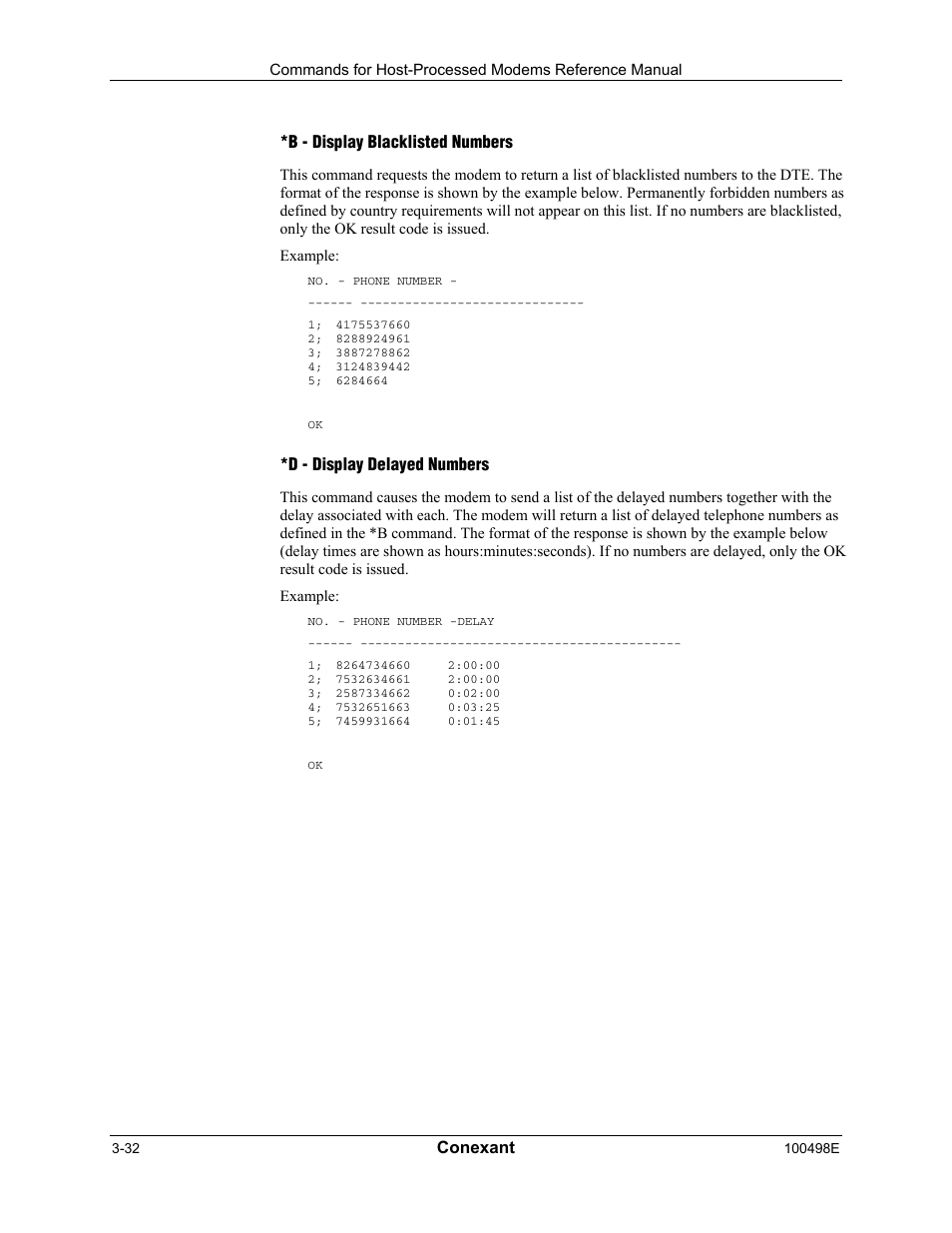 B - display blacklisted numbers, D - display delayed numbers, Conexant | Longshine LCS-8056C2 User Manual | Page 54 / 162