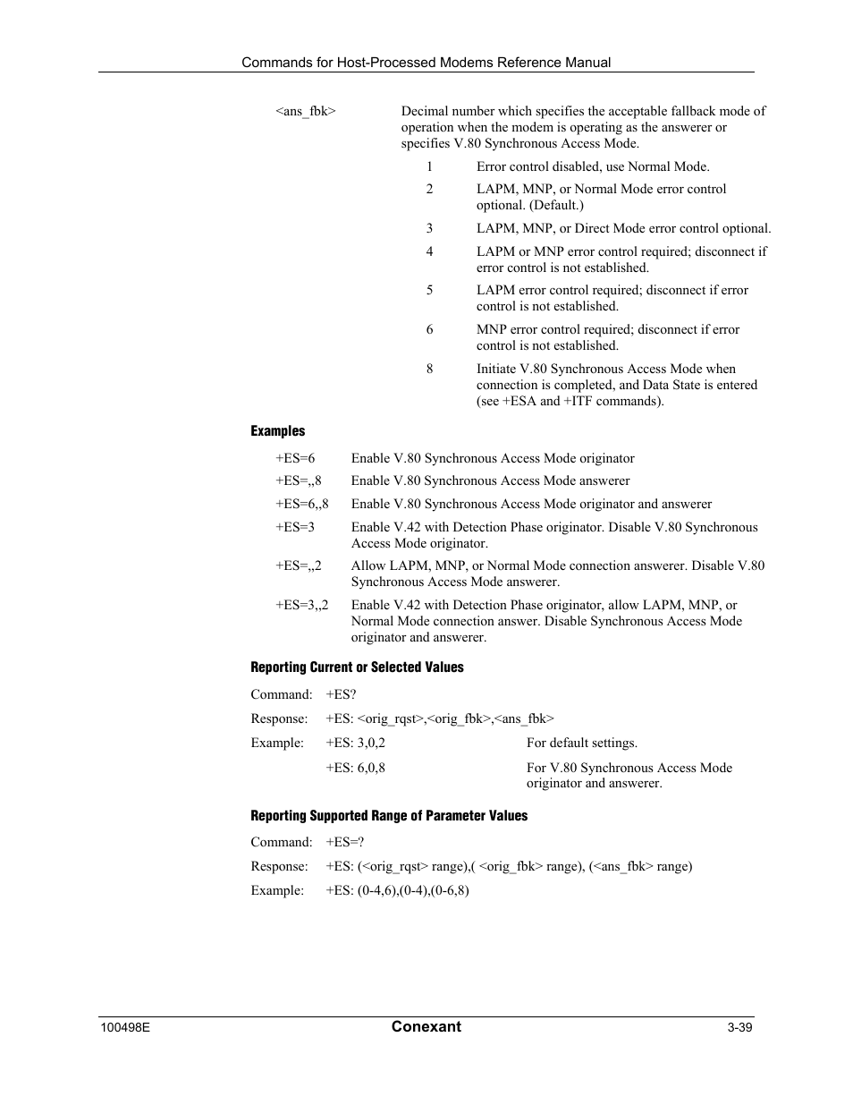 Examples, Reporting current or selected values, Reporting supported range of parameter values | Longshine LCS-8056C2 User Manual | Page 61 / 162