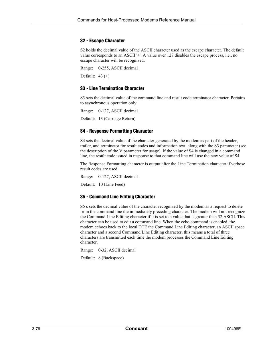 S2 - escape character, S3 - line termination character, S4 - response formatting character | S5 - command line editing character | Longshine LCS-8056C2 User Manual | Page 98 / 162