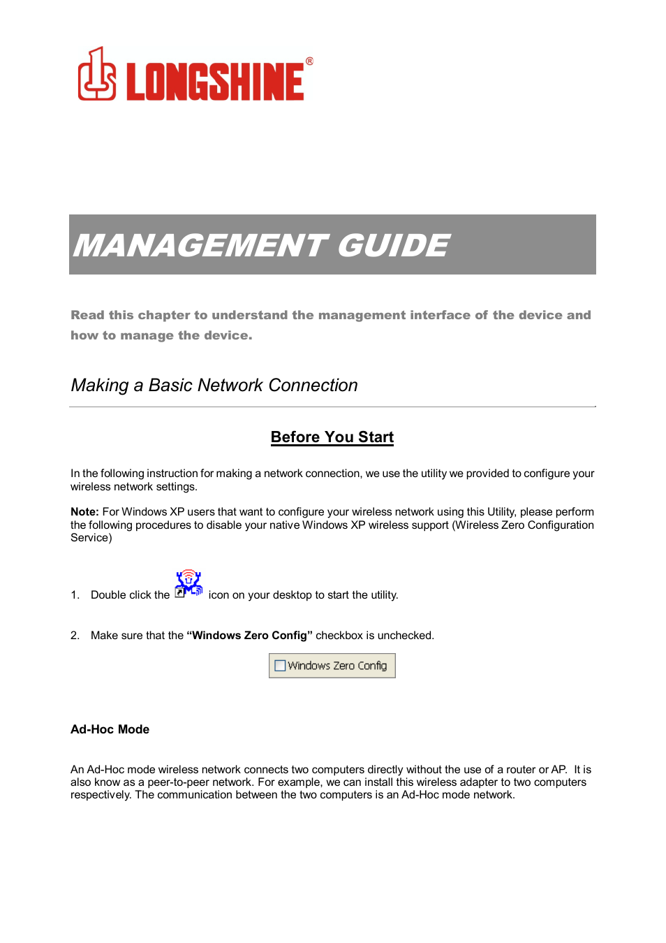 Management guide, Wlan general, Making a basic network connection | Longshine LCS-8131N3 User Manual | Page 11 / 347