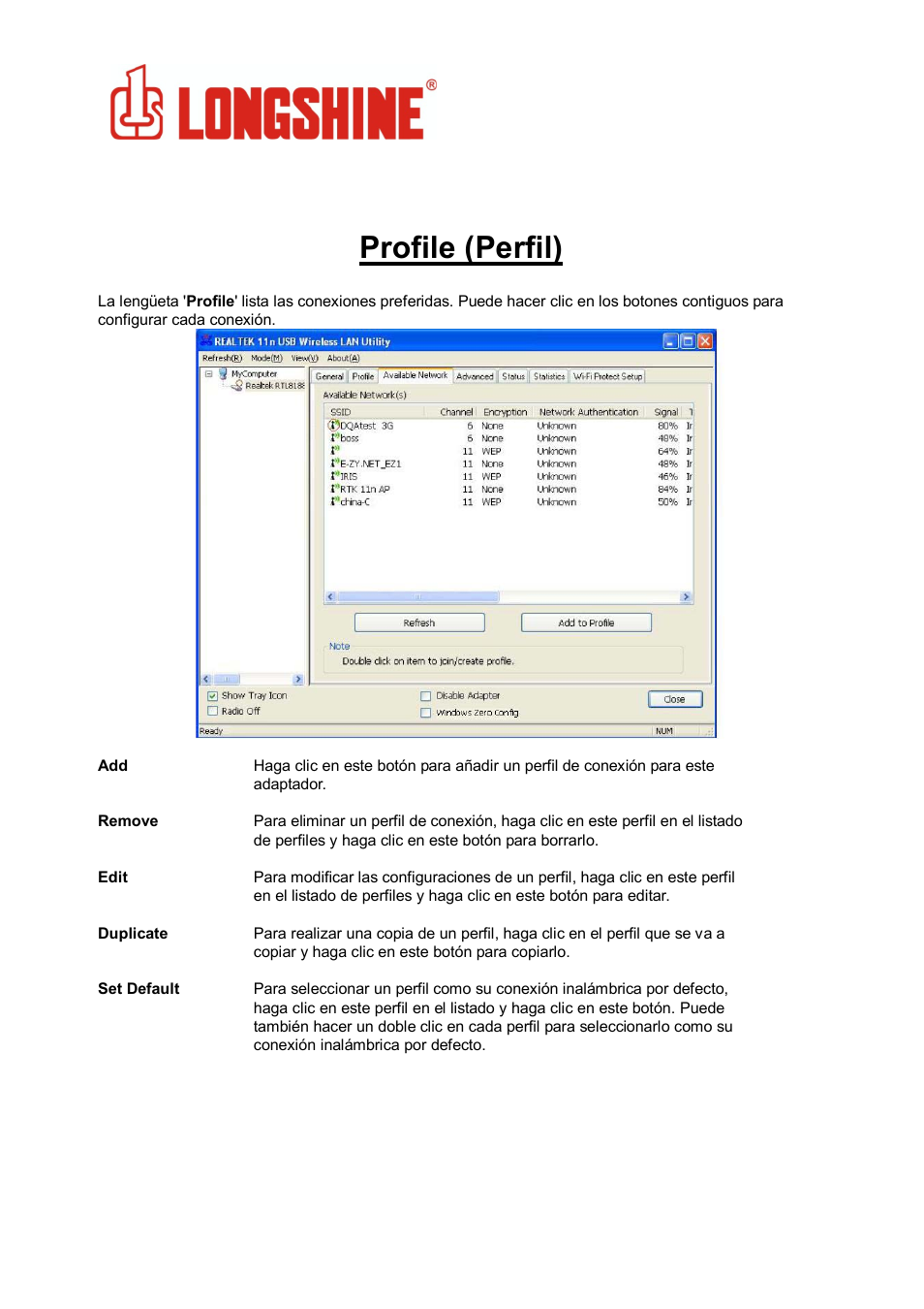 Profile (perfil), Wlan general | Longshine LCS-8131N3 User Manual | Page 123 / 347