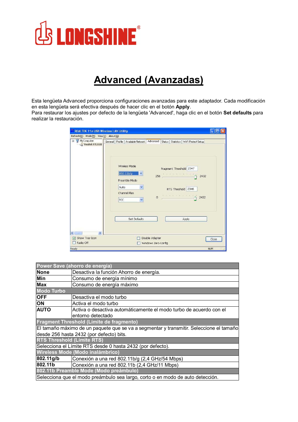 Advanced (avanzadas), Wlan general | Longshine LCS-8131N3 User Manual | Page 125 / 347