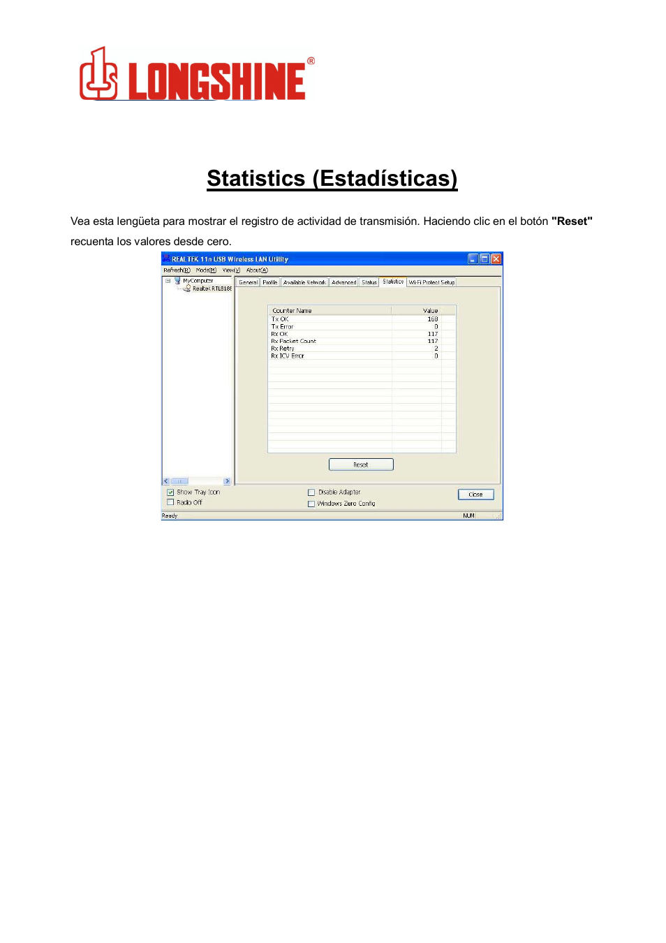 Statistics (estadísticas), Wlan general | Longshine LCS-8131N3 User Manual | Page 127 / 347