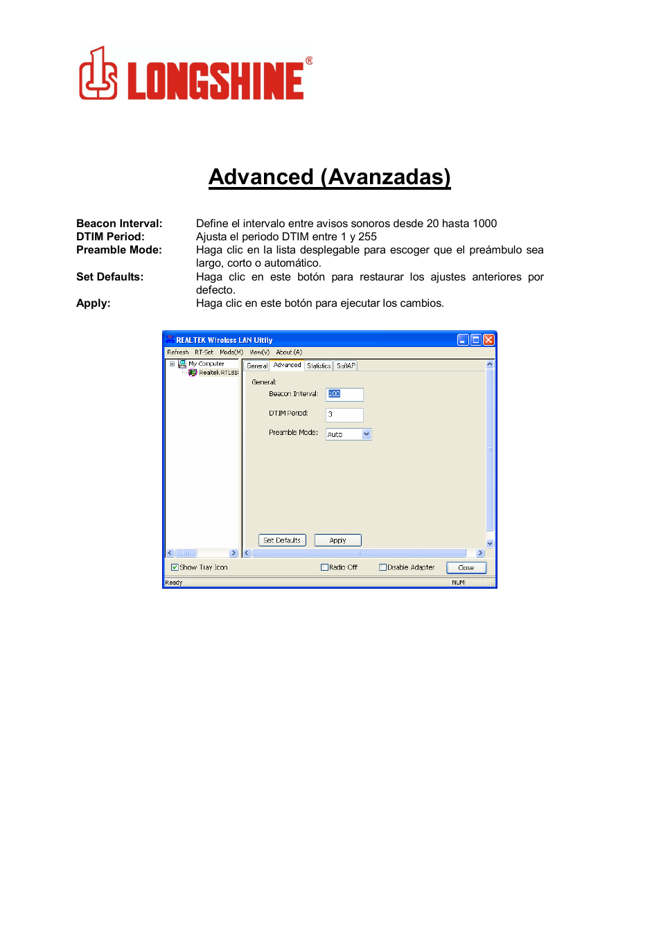Advanced (avanzadas), Wlan general | Longshine LCS-8131N3 User Manual | Page 136 / 347