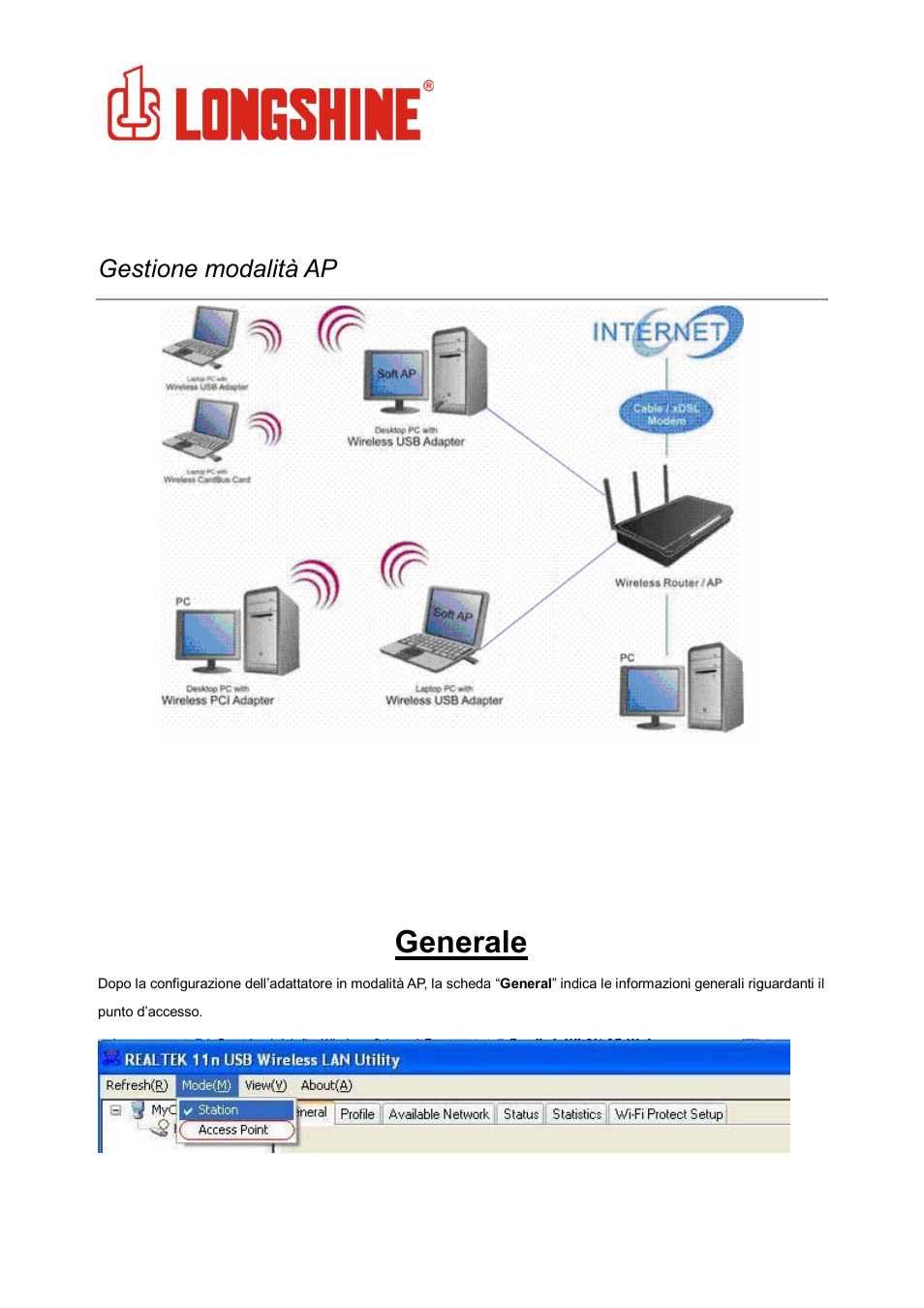 Generale, Wlan general, Gestione modalità | Longshine LCS-8131N3 User Manual | Page 169 / 347