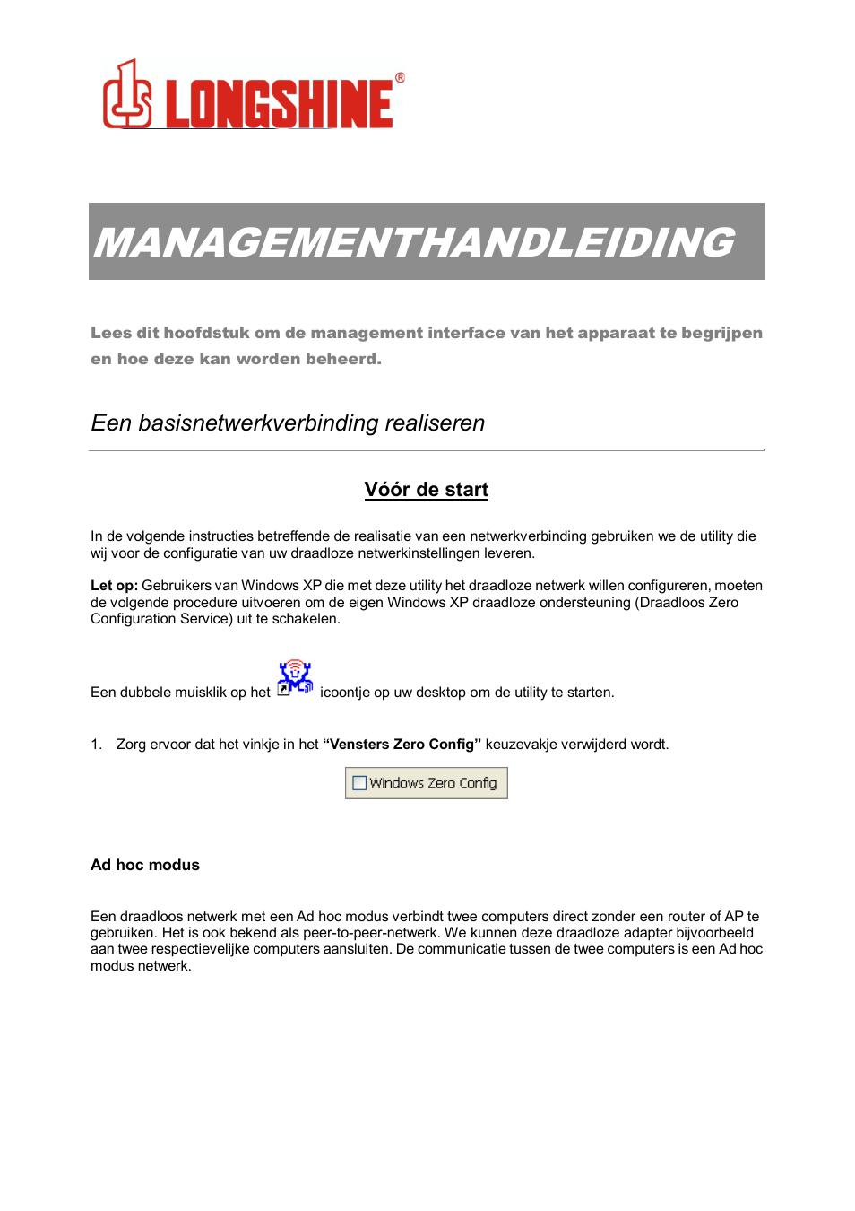 Managementhandleiding, Wlan general, Een basisnetwerkverbinding realiseren | Longshine LCS-8131N3 User Manual | Page 184 / 347