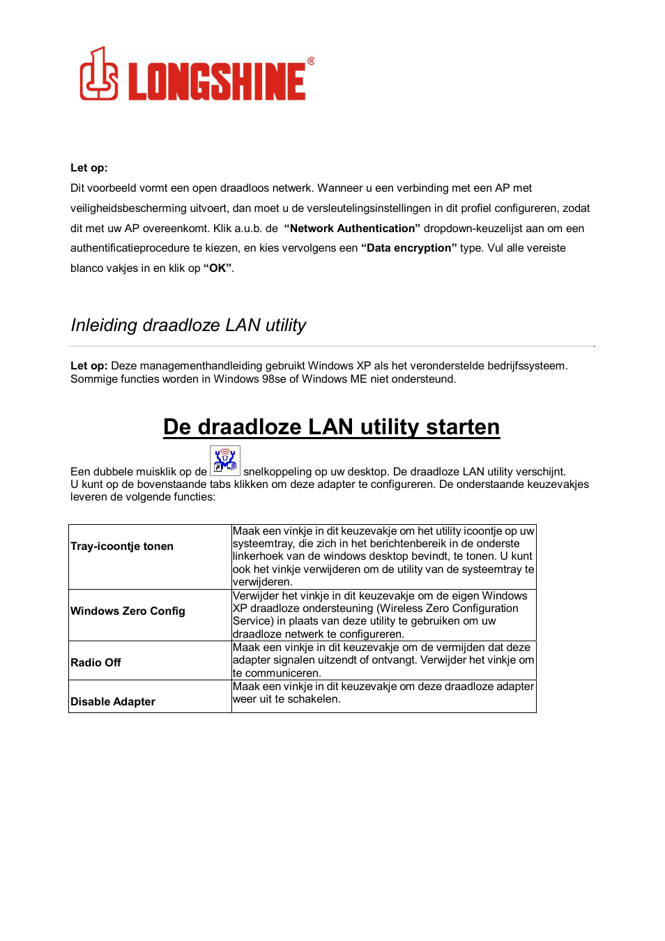 De draadloze lan utility starten, Wlan general, Inleiding draadloze lan utility | Longshine LCS-8131N3 User Manual | Page 190 / 347
