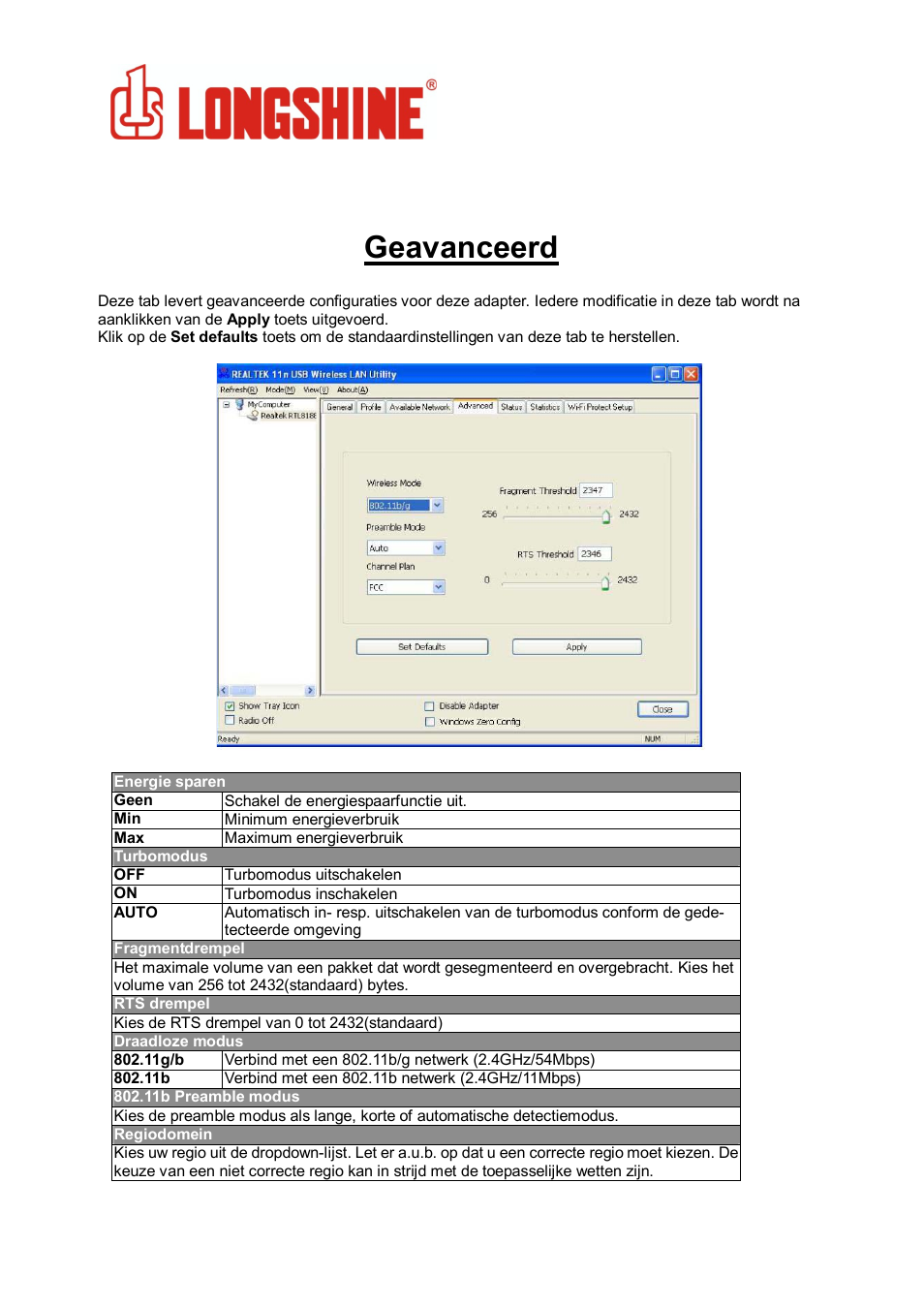 Geavanceerd, Wlan general | Longshine LCS-8131N3 User Manual | Page 195 / 347