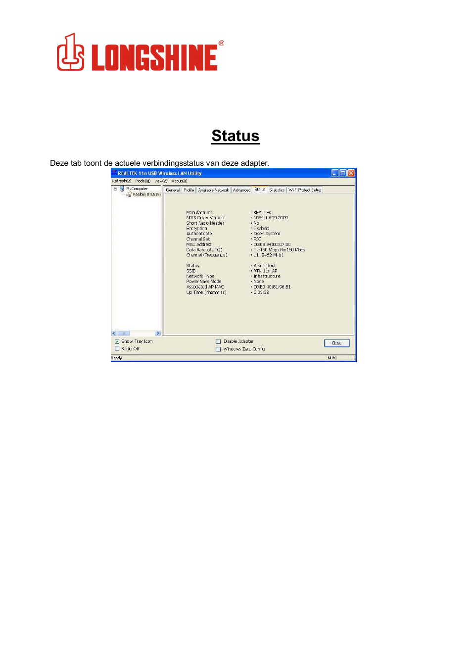 Status, Wlan general | Longshine LCS-8131N3 User Manual | Page 196 / 347