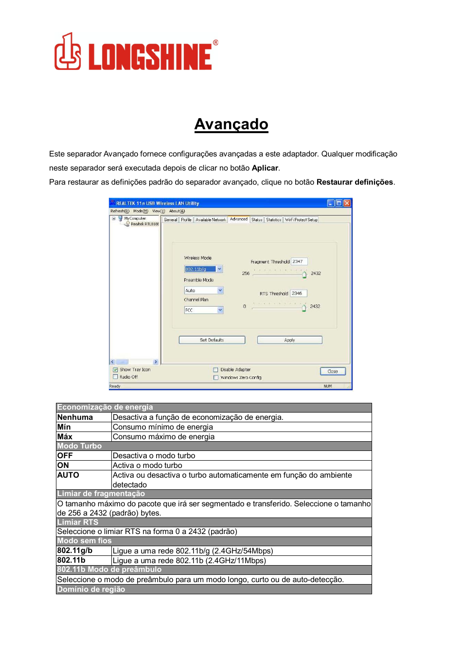 Avançado, Wlan general | Longshine LCS-8131N3 User Manual | Page 229 / 347