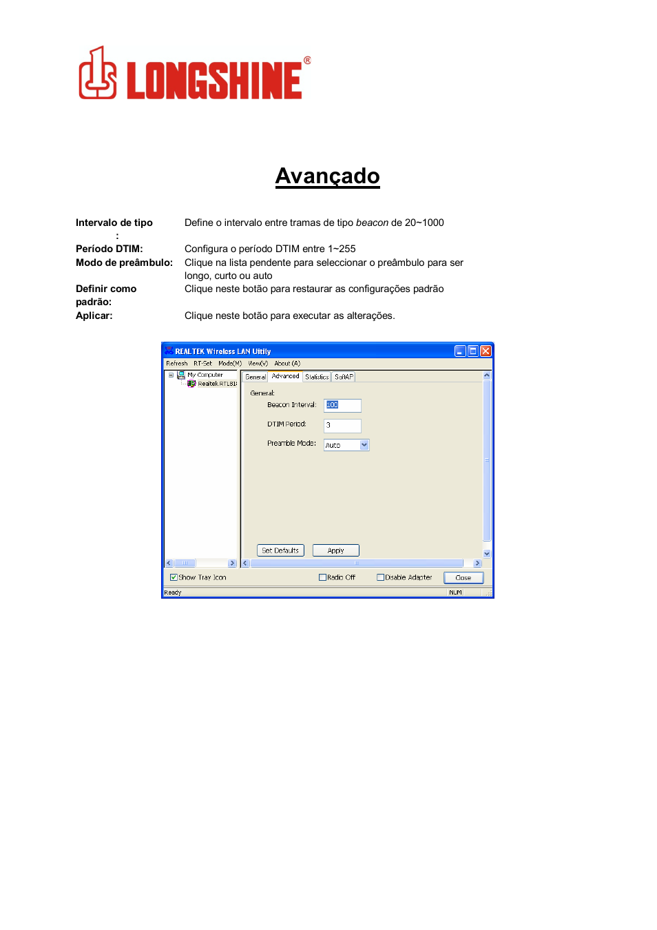 Avançado, Wlan general | Longshine LCS-8131N3 User Manual | Page 239 / 347