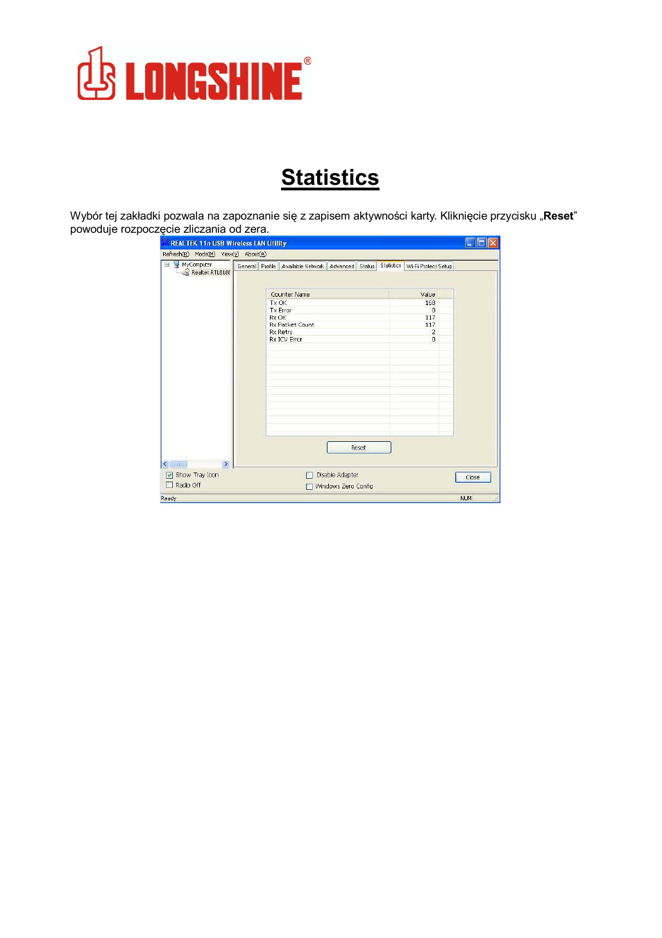 Statistics, Wlan general | Longshine LCS-8131N3 User Manual | Page 265 / 347