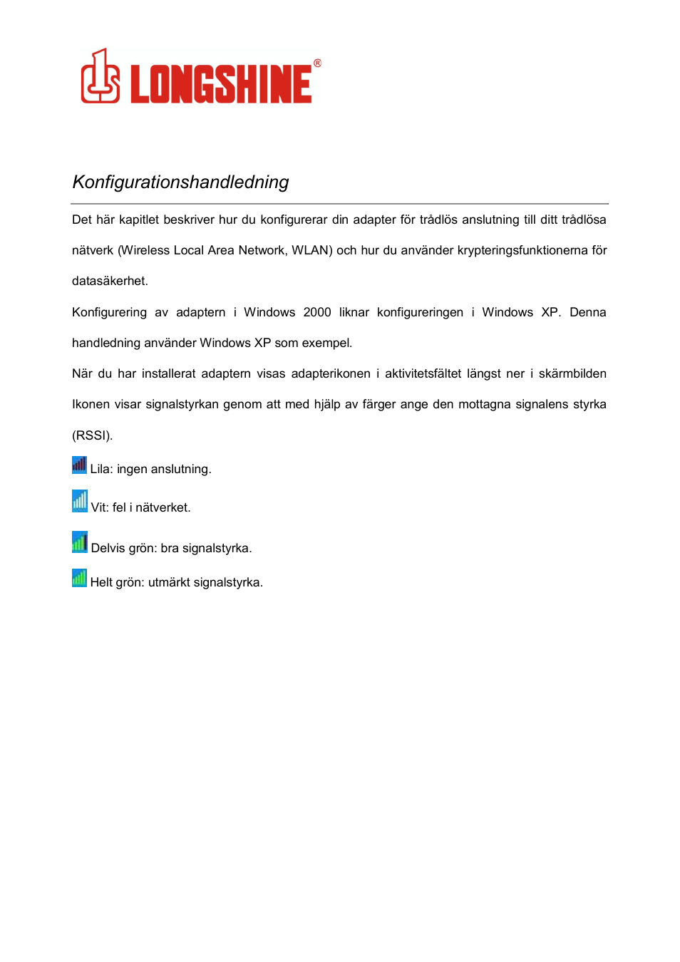 Wlan general, Konfigurationshandledning | Longshine LCS-8131N3 User Manual | Page 293 / 347