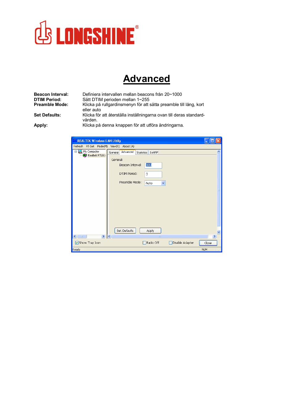 Advanced, Wlan general | Longshine LCS-8131N3 User Manual | Page 308 / 347