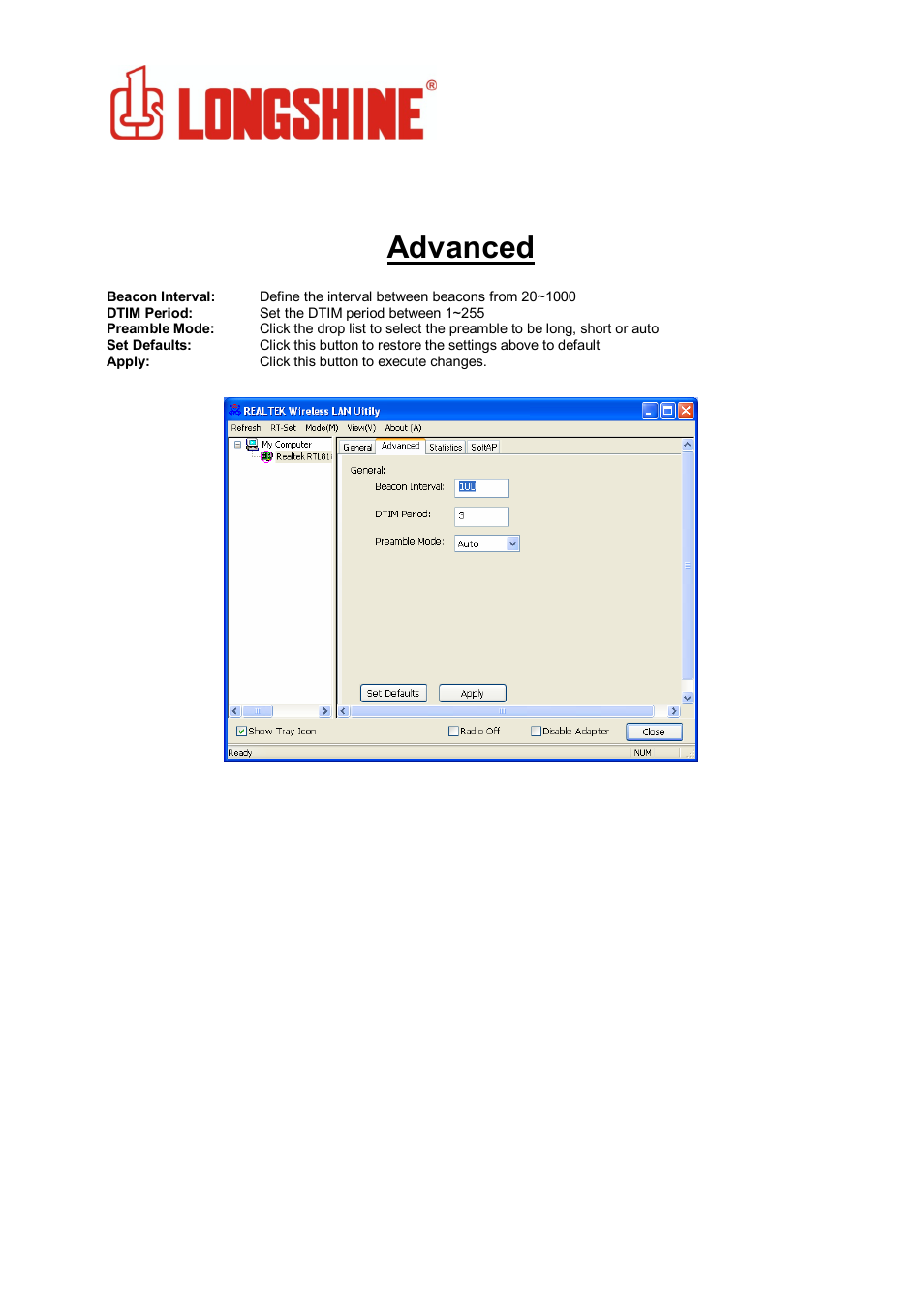 Advanced, Wlan general | Longshine LCS-8131N3 User Manual | Page 32 / 347