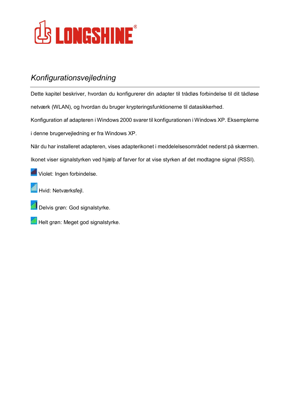 Wlan general, Konfigurationsvejledning | Longshine LCS-8131N3 User Manual | Page 327 / 347