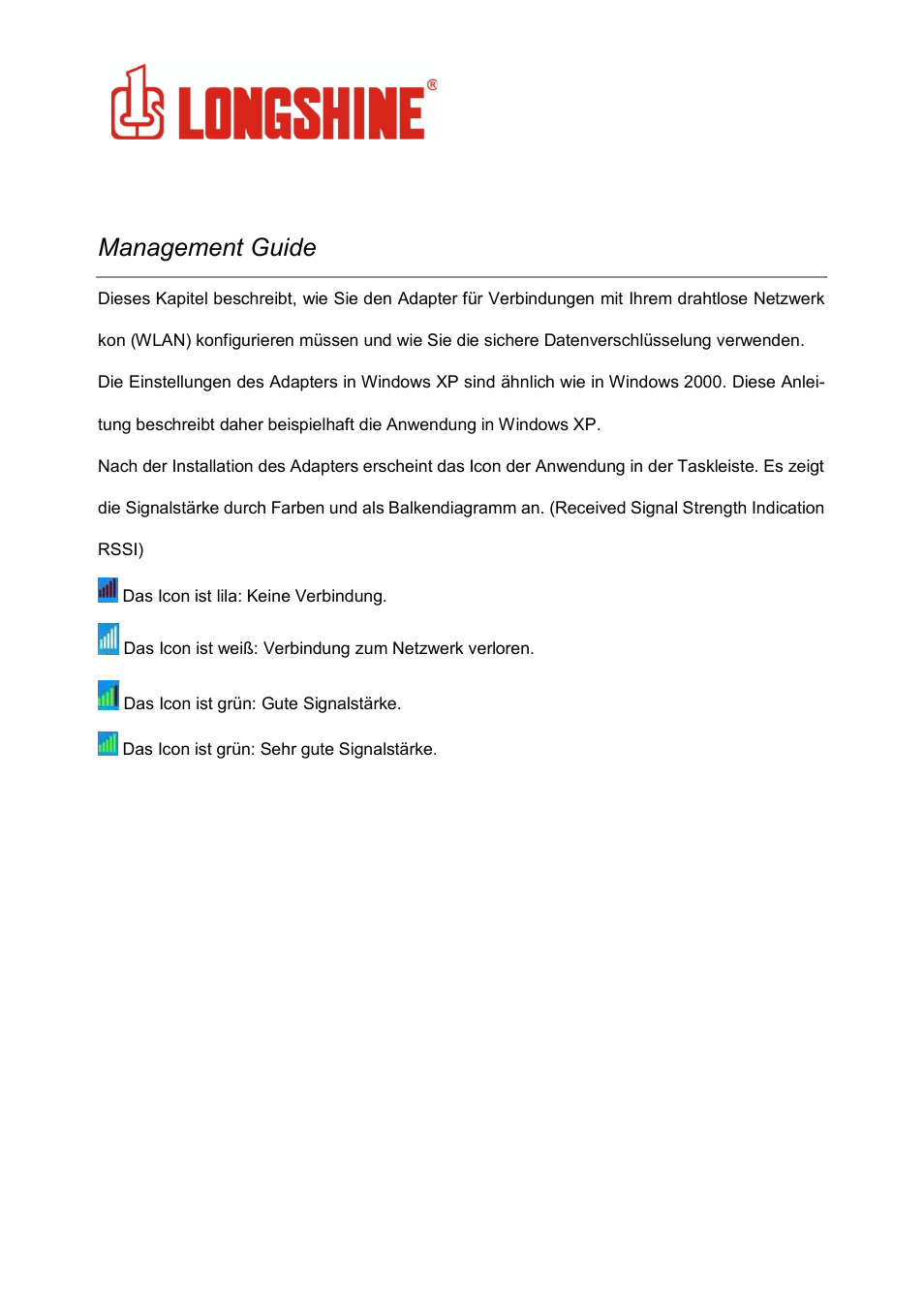 Wlan general, Management guide | Longshine LCS-8131N3 User Manual | Page 52 / 347