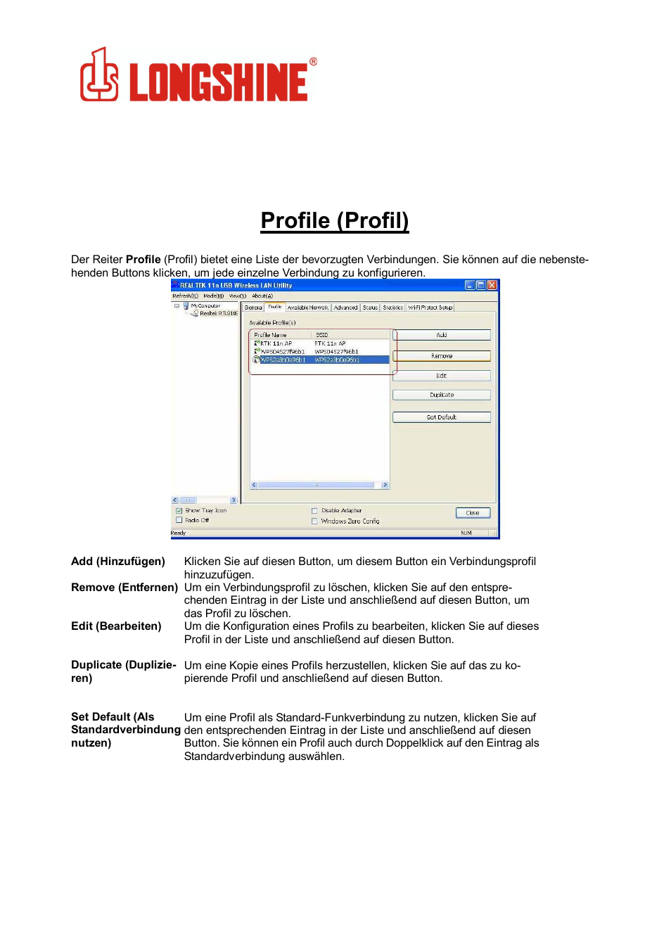 Profile (profil), Wlan general | Longshine LCS-8131N3 User Manual | Page 54 / 347