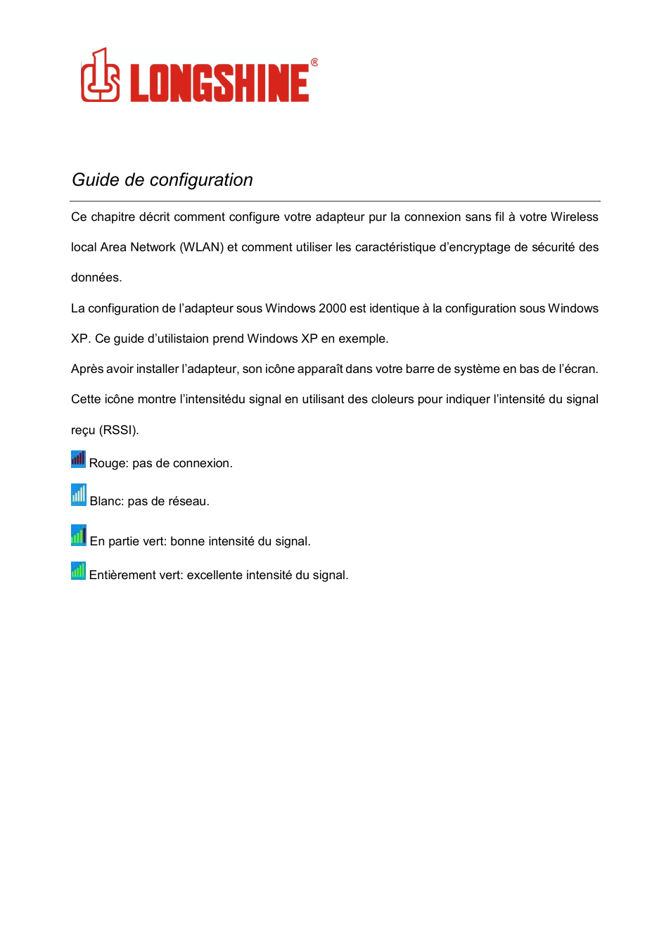 Wlan general, Guide de configuration | Longshine LCS-8131N3 User Manual | Page 87 / 347