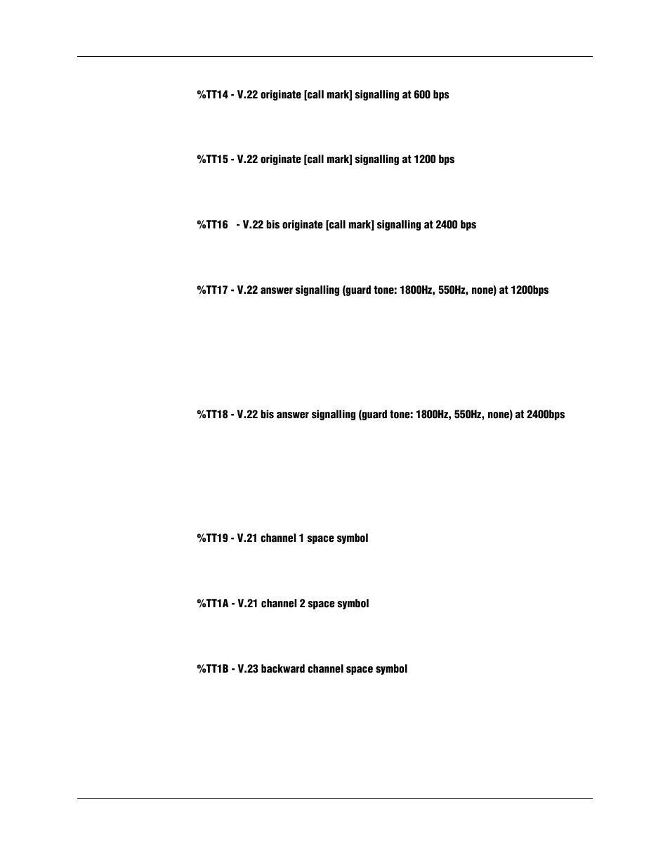 Tt19 - v.21 channel 1 space symbol, Tt1a - v.21 channel 2 space symbol, Tt1b - v.23 backward channel space symbol | Longshine LCS-8156C1 User Manual | Page 103 / 194