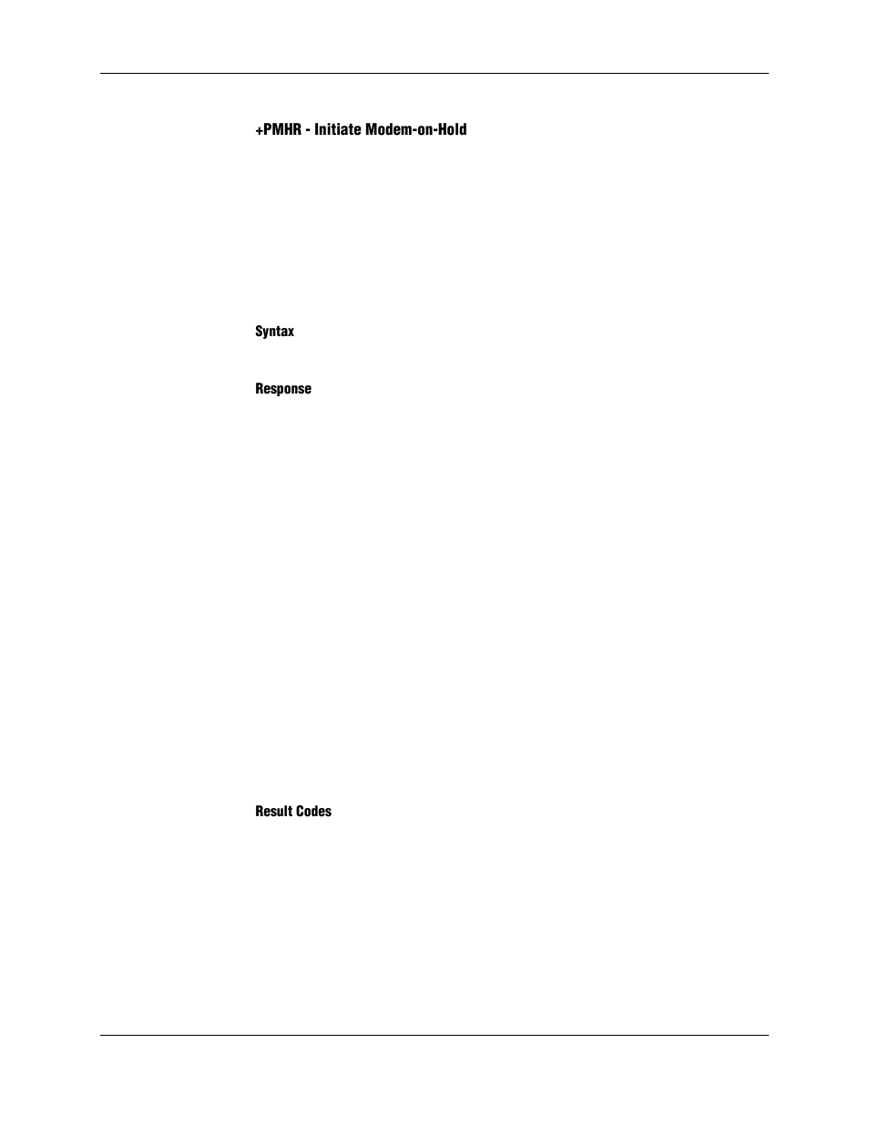 Pmhr - initiate modem-on-hold, Syntax, Response | Result codes | Longshine LCS-8156C1 User Manual | Page 113 / 194